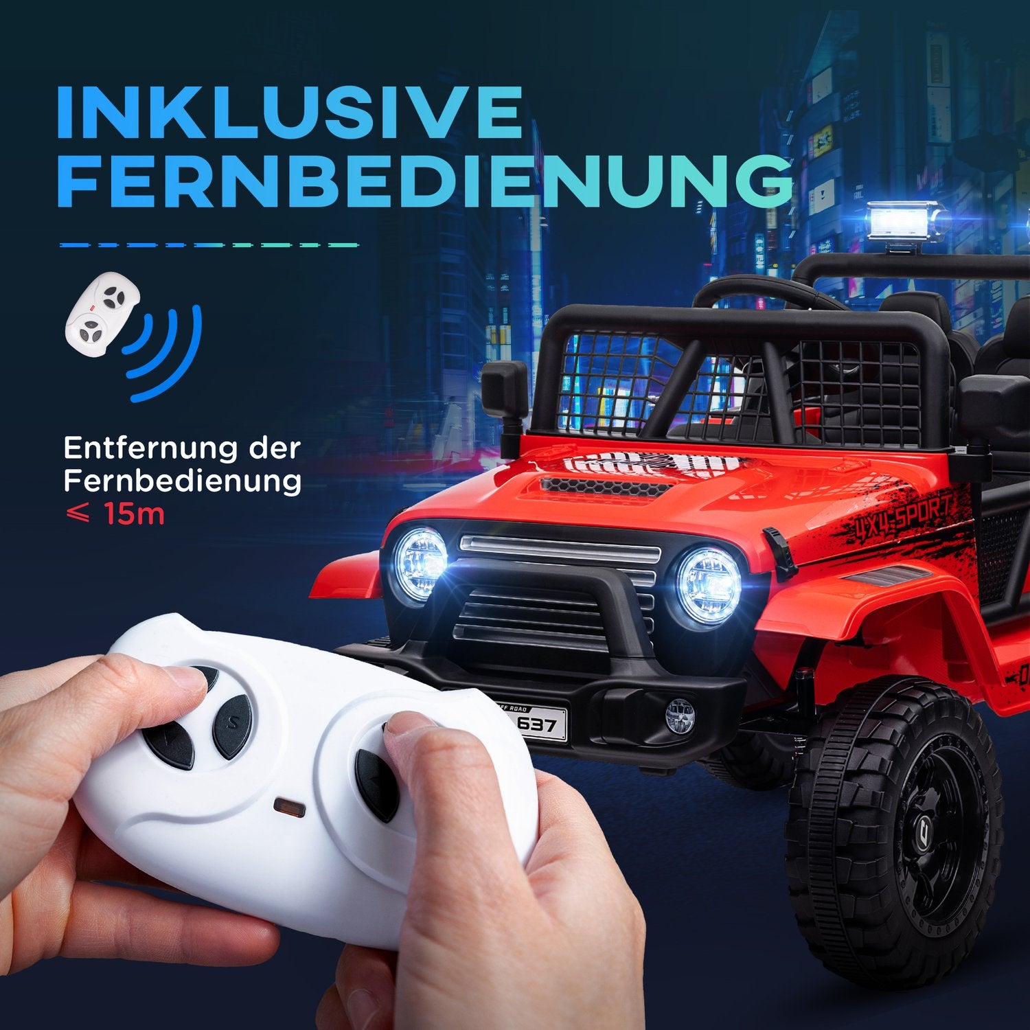 12V elbil för barn, terräng med musik och fjärrkontroll