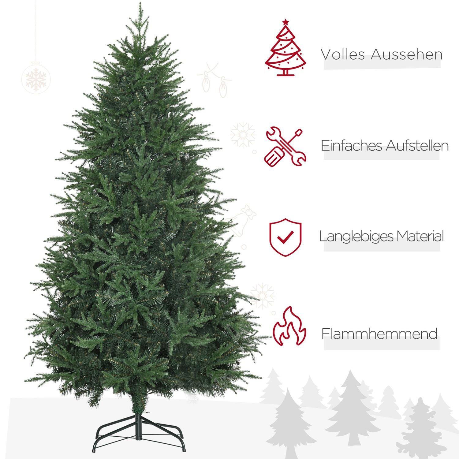 180 Cm Konstgjord gran julgran, realistisk & verklighetstrogen
