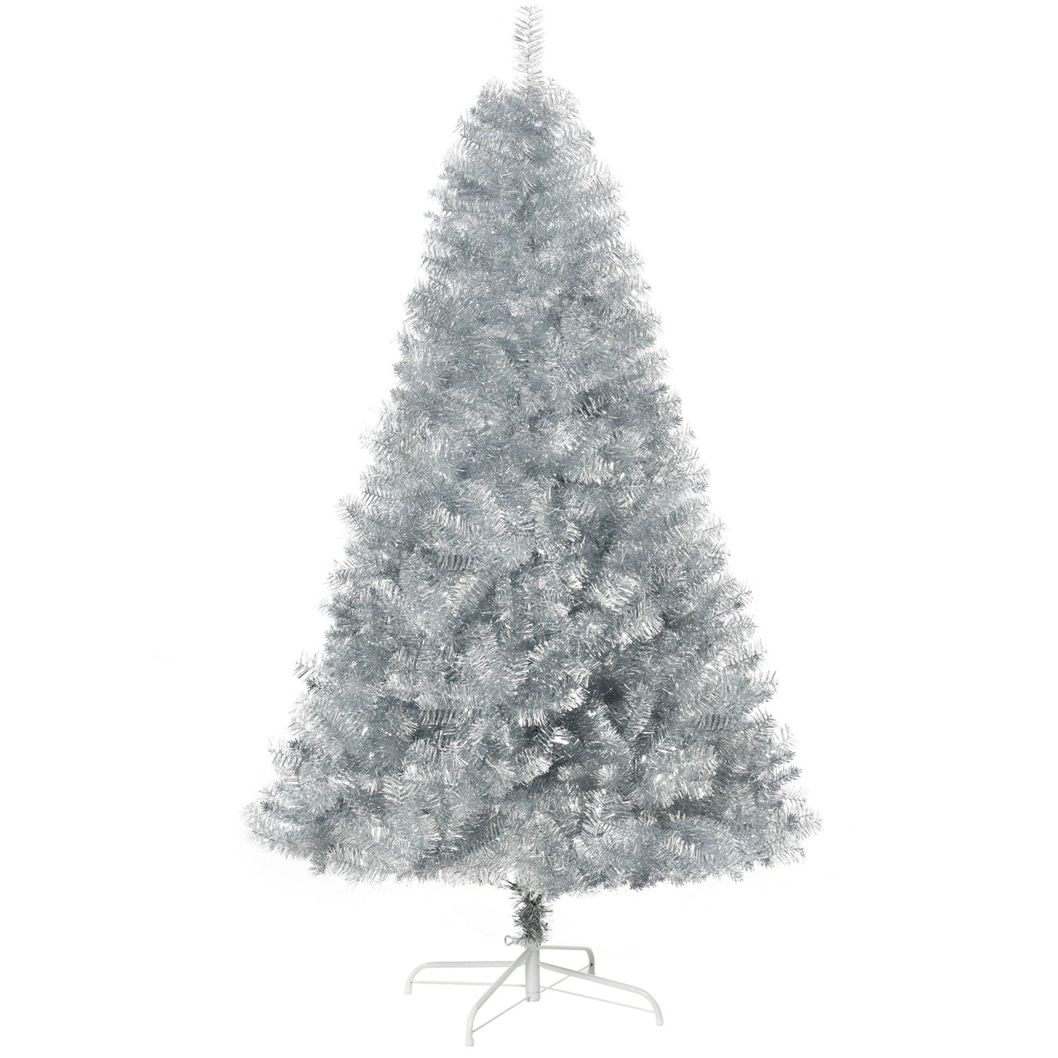 180 cm konstgjord julgran, silver & vit, enkel montering