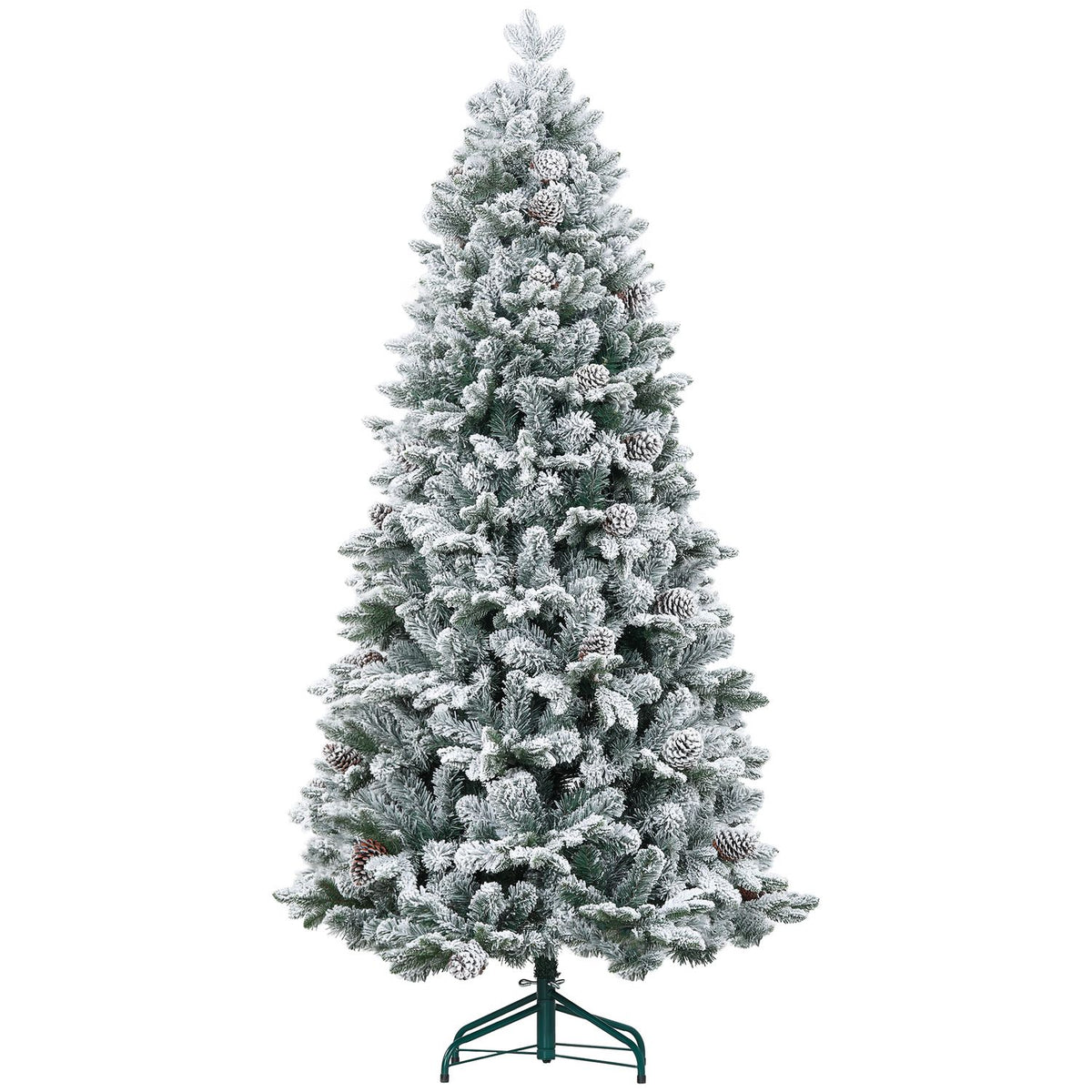 180 cm konstgjord julgran, snöig, hopfällbar metallstativ