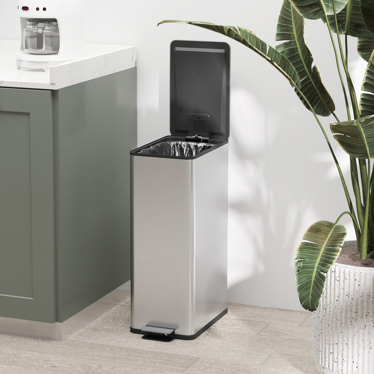 Poubelle à pédale 20L en acier inoxydable avec seau intérieur, salon/bureau