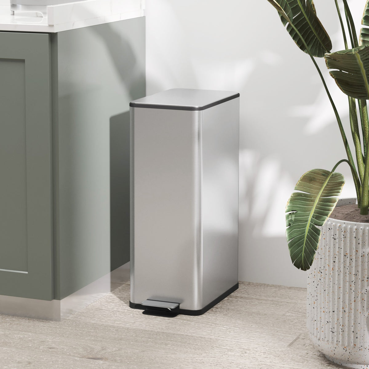 Poubelle à pédale 20L en acier inoxydable avec seau intérieur, salon/bureau