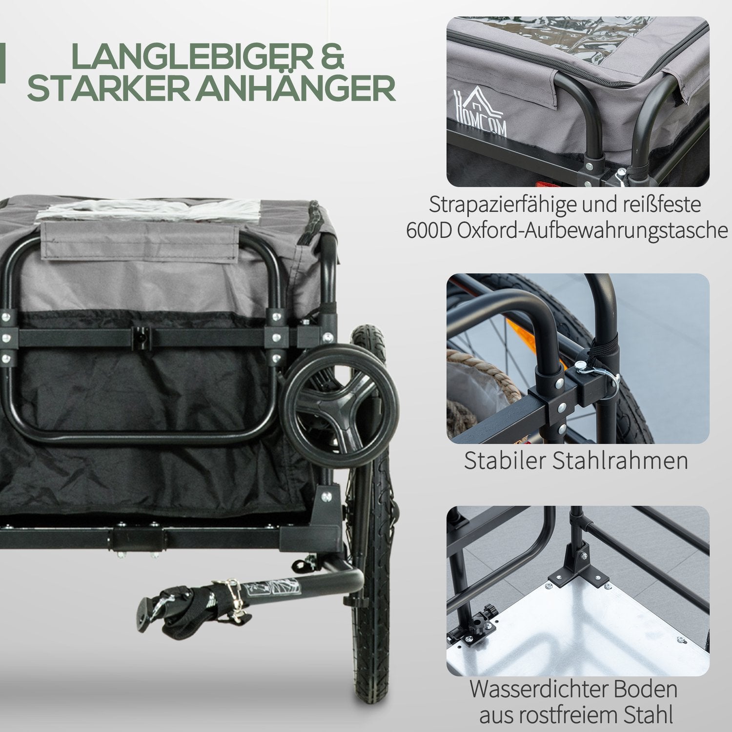 2-i-1 cykelvagn med 20"-däck, 40 kg kapacitet