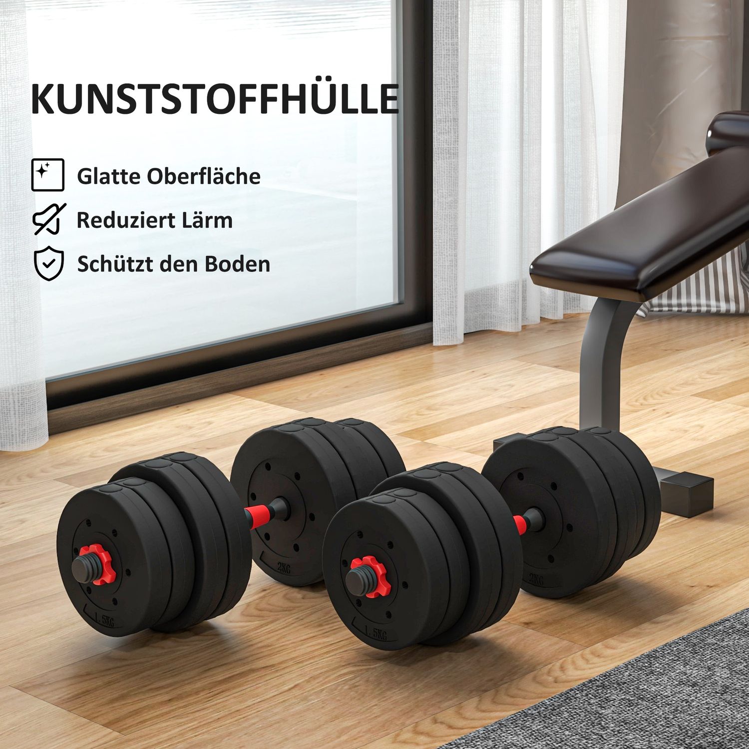 2 i 1 hantelset 30 kg justerbar hantel & skivstång professionell styrketräning för hantel svart