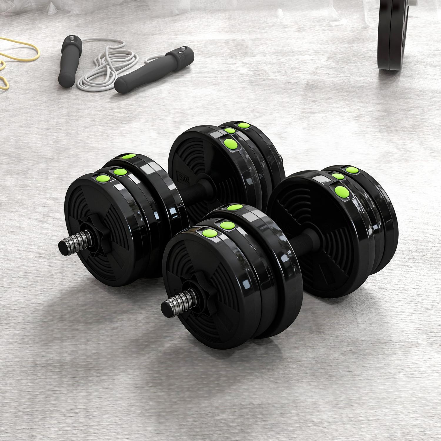 2-i-1 hantelset, skivstång och hantel, 20 kg, halkfri