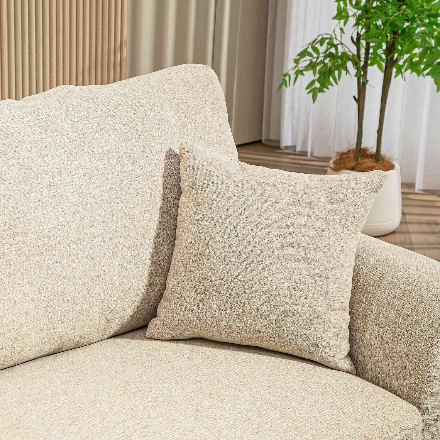 2-sits linnesoffa, metallben, beige klädsel