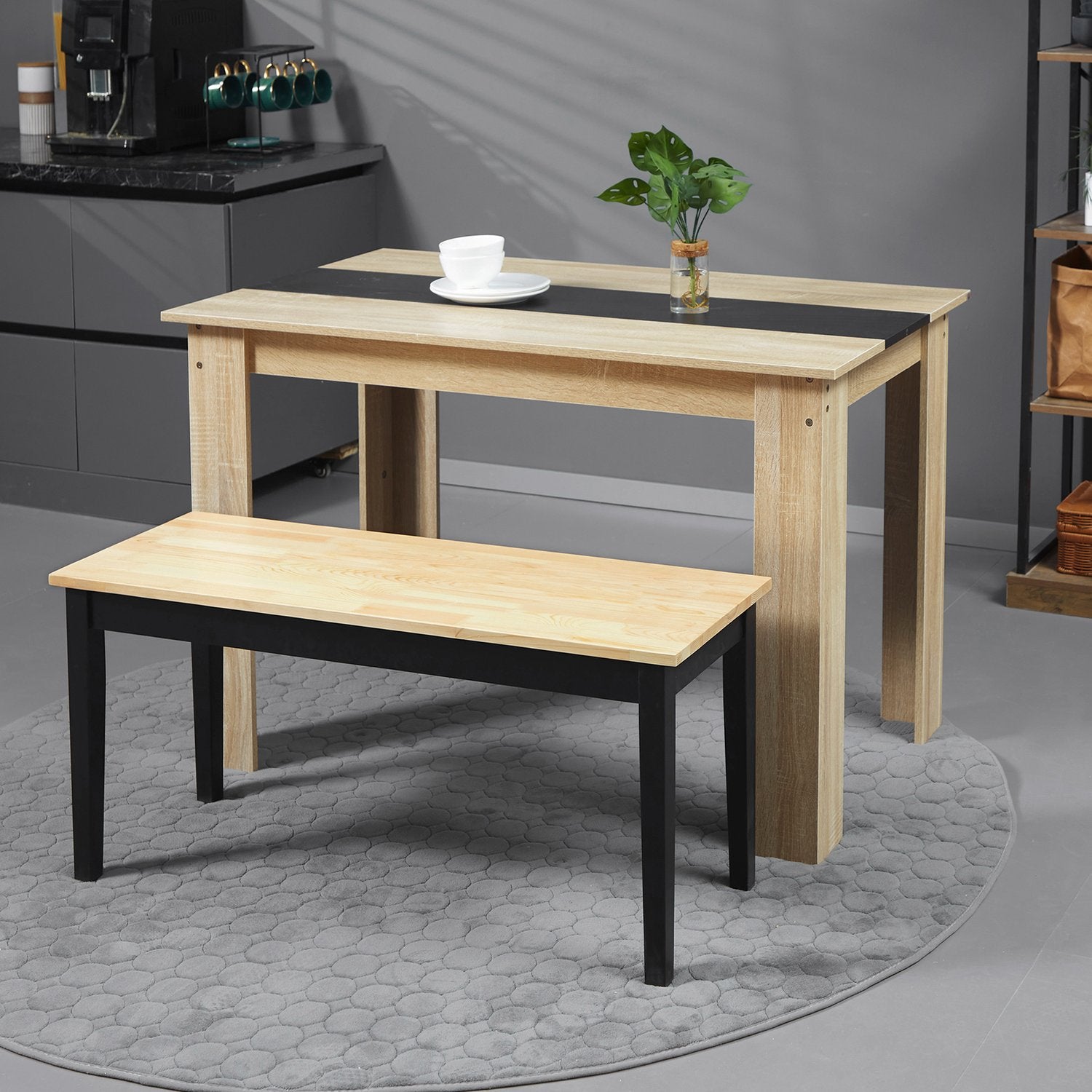 2-sits matsalsbänk i trä, furu, 102x36x45cm, kapacitet 220 kg
