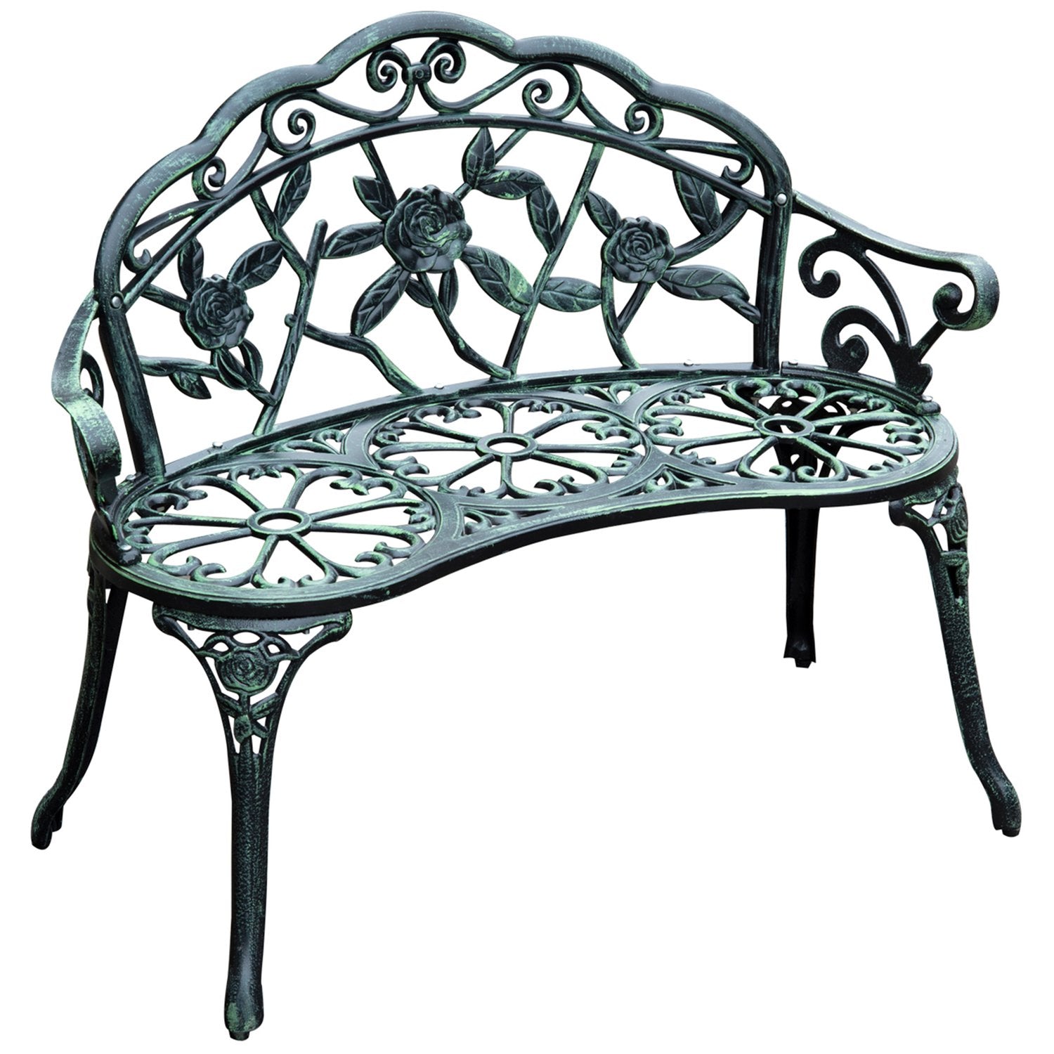 2-sits metall trädgårdsbänk – 100 x 54 x 78 cm