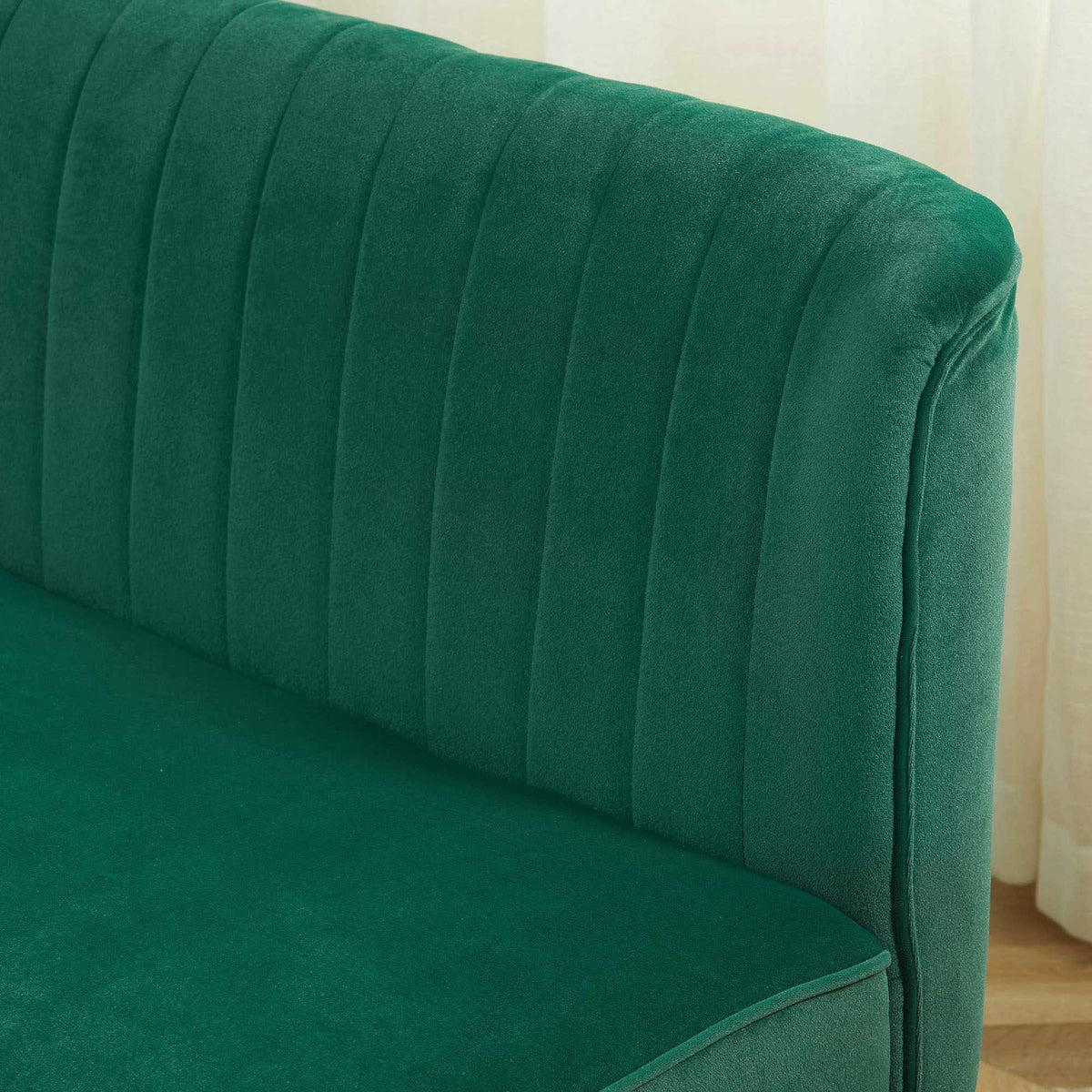 2-sits retrosoffa, mörkgrön, träben, 117 cm