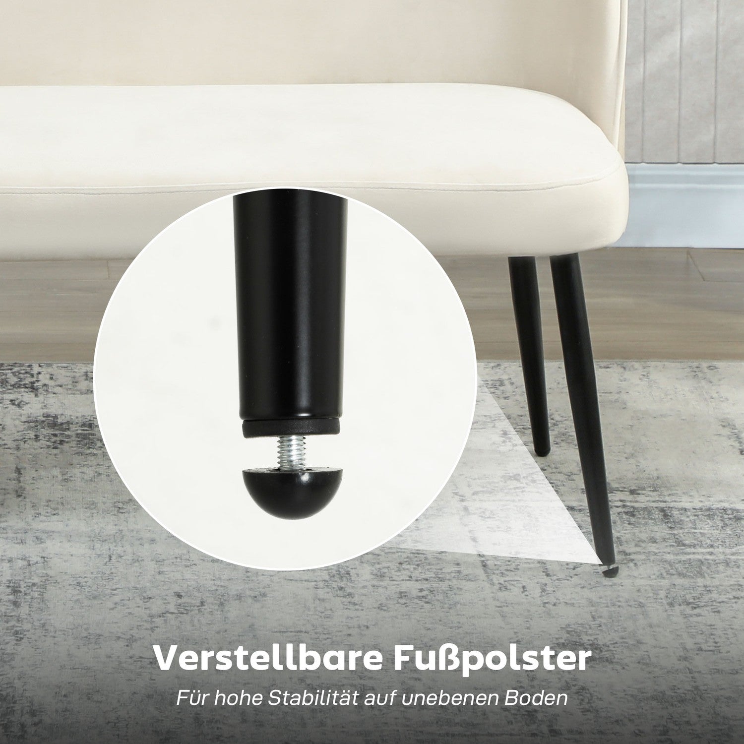 2-sitssoffa, sammetsliknande tyg, metall- och träram, beige