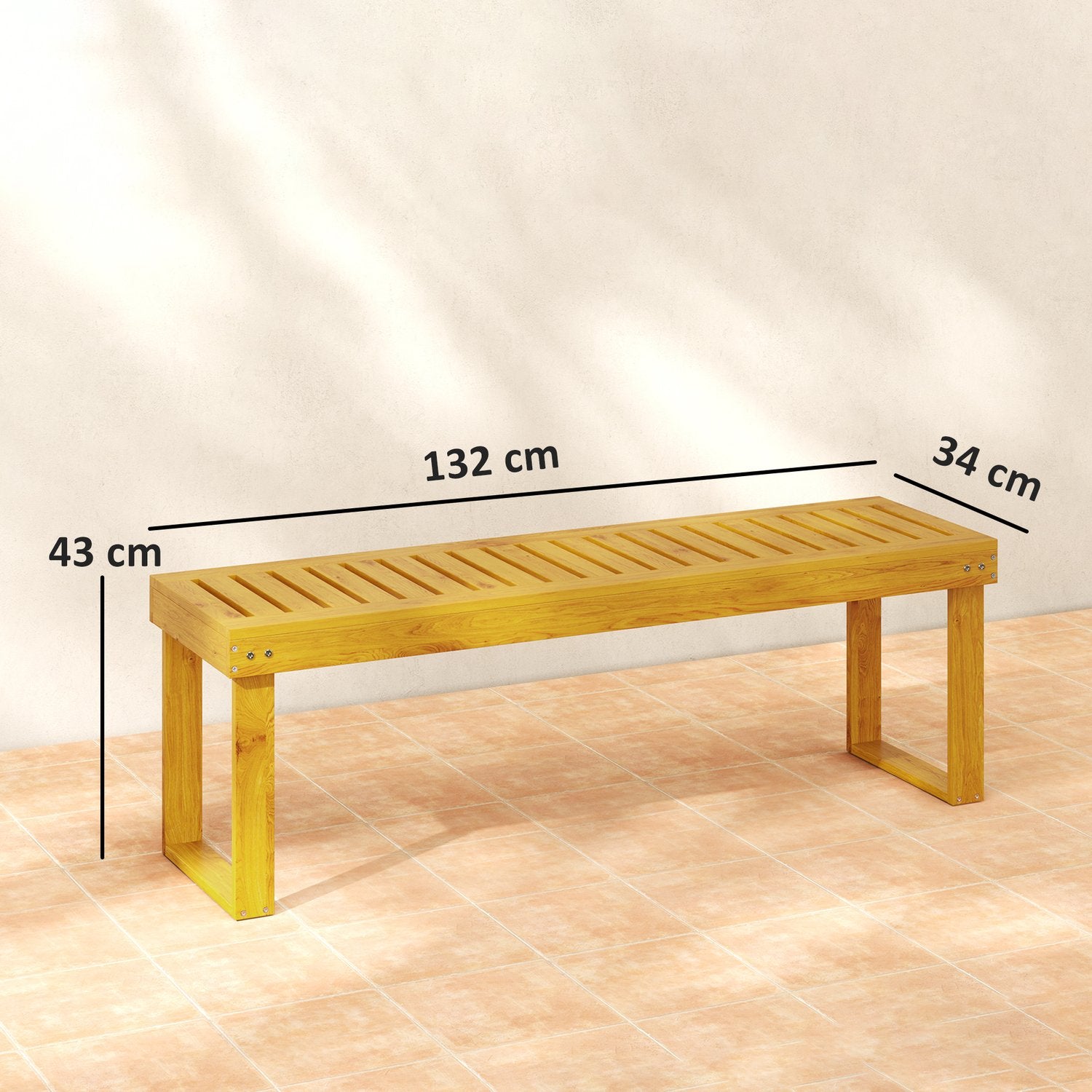 2-sits trädgårdsbänk i trä, väderbeständig, 300 kg kapacitet