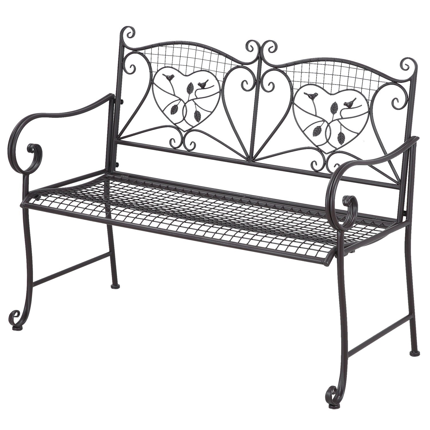 2-sits väderbeständig metall trädgårdsbänk, antik look