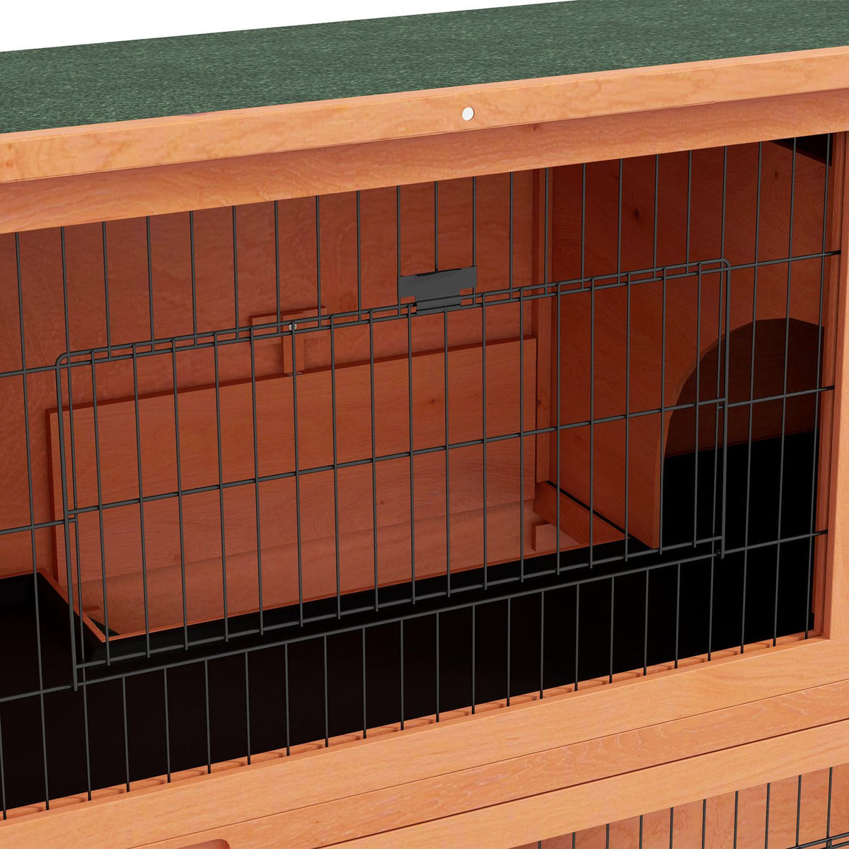 2-stöckiger Kaninchenstall aus Holz mit Outdoor-Rampe