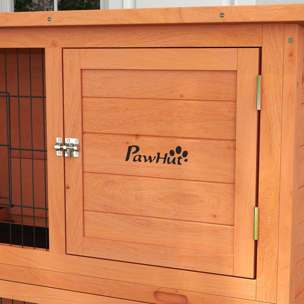 2-stöckiger Kaninchenstall aus Holz mit Outdoor-Rampe