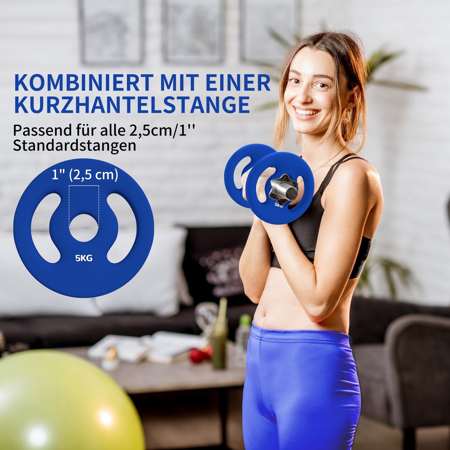 2 x 5 kg Blå Hantel Viktskivor, 30 mm Borrning