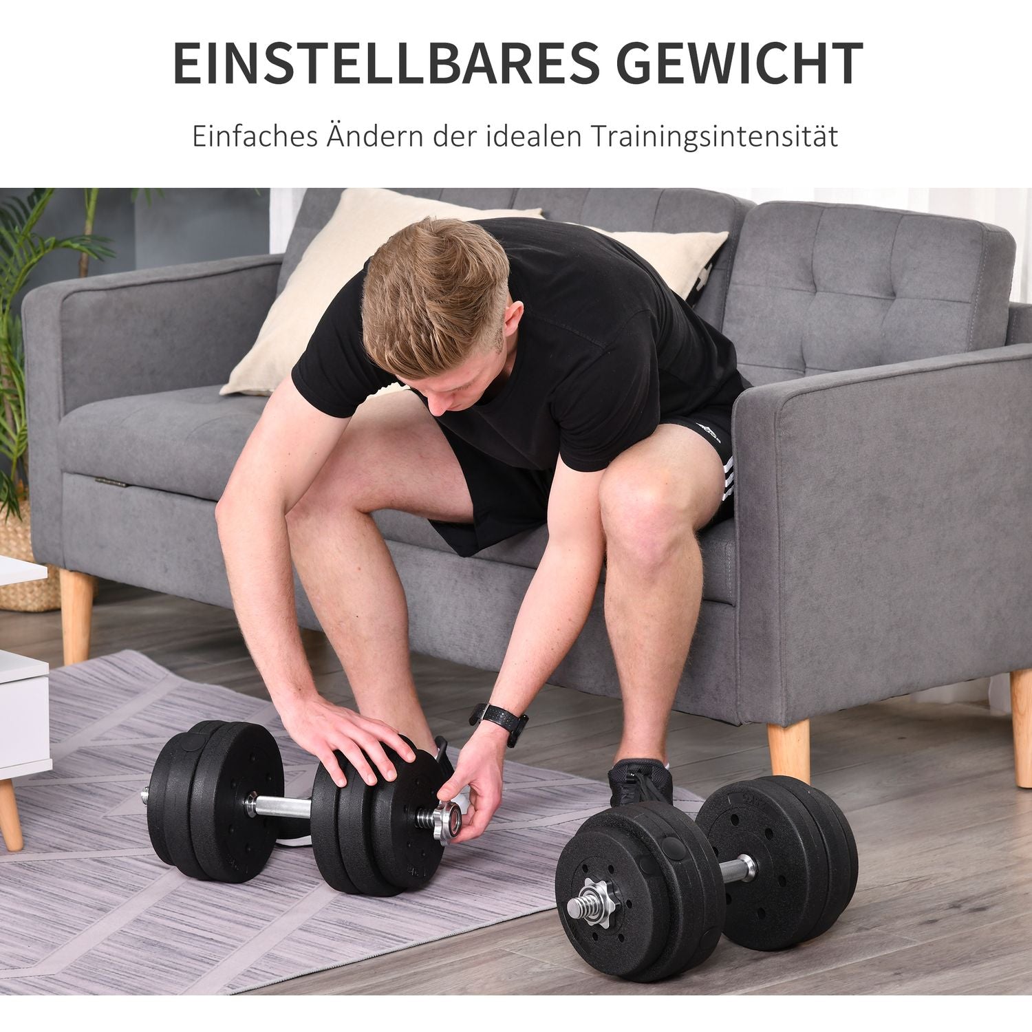 30 kg hantelset i stål, styrketräning för hem och gym