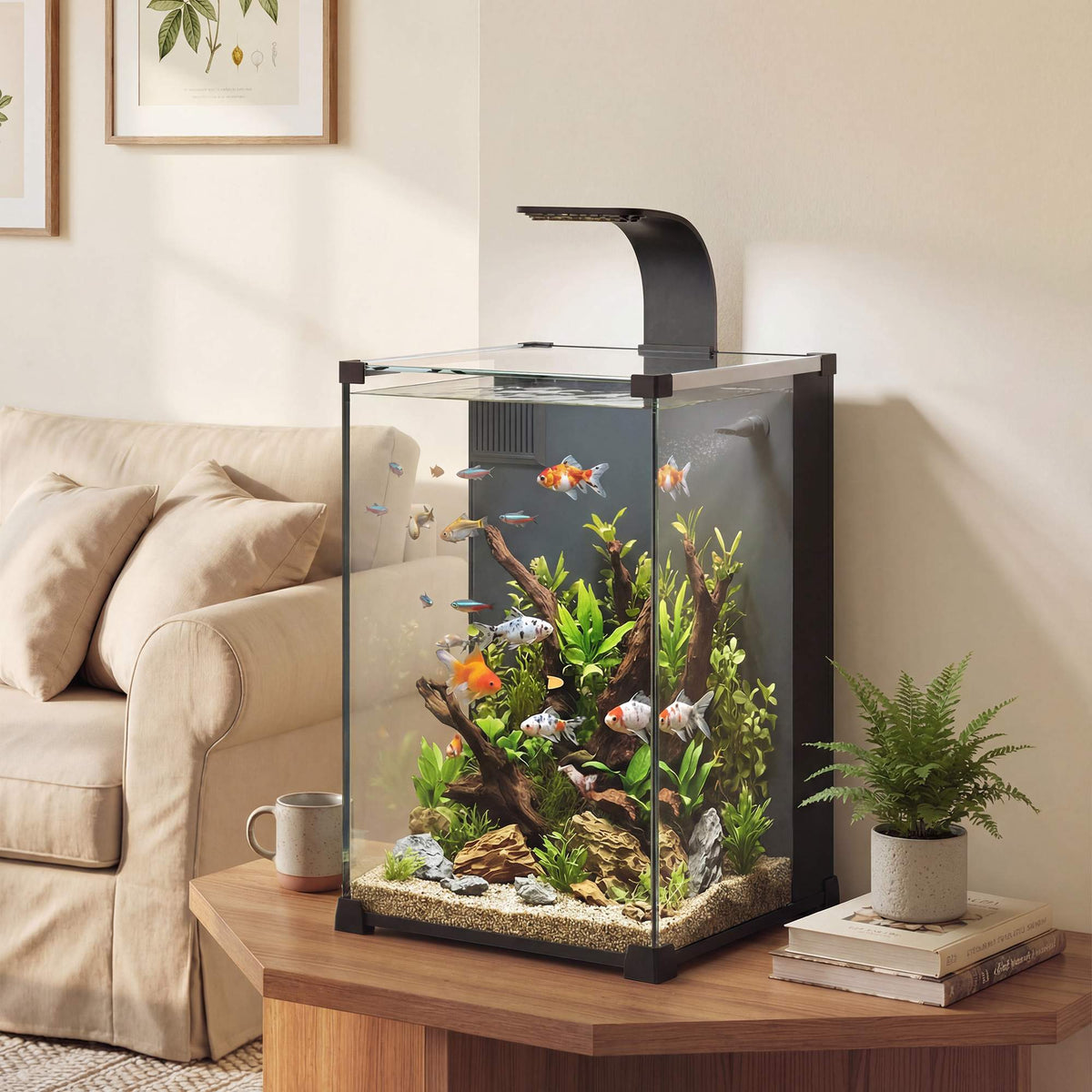 36L Nano Akvariumset med LED-ljus och filter