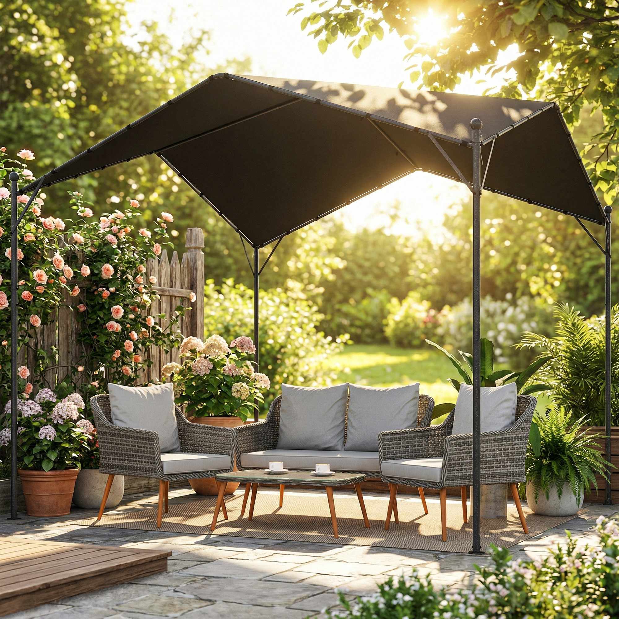 3x3 m pergola med metallram och UPF30+ tak