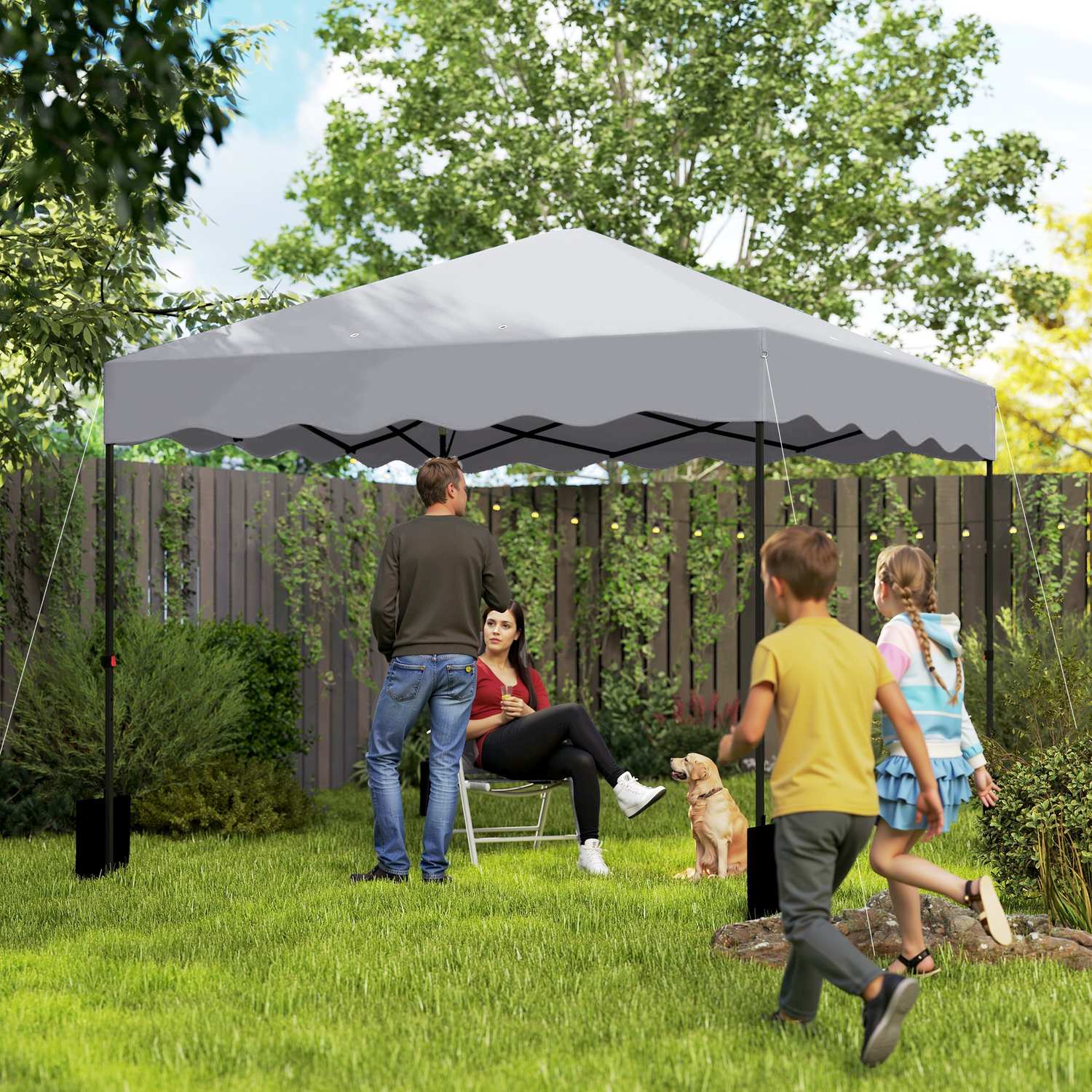 3x3m vattenavvisande pop-up paviljong, UV 50+, ljusgrå