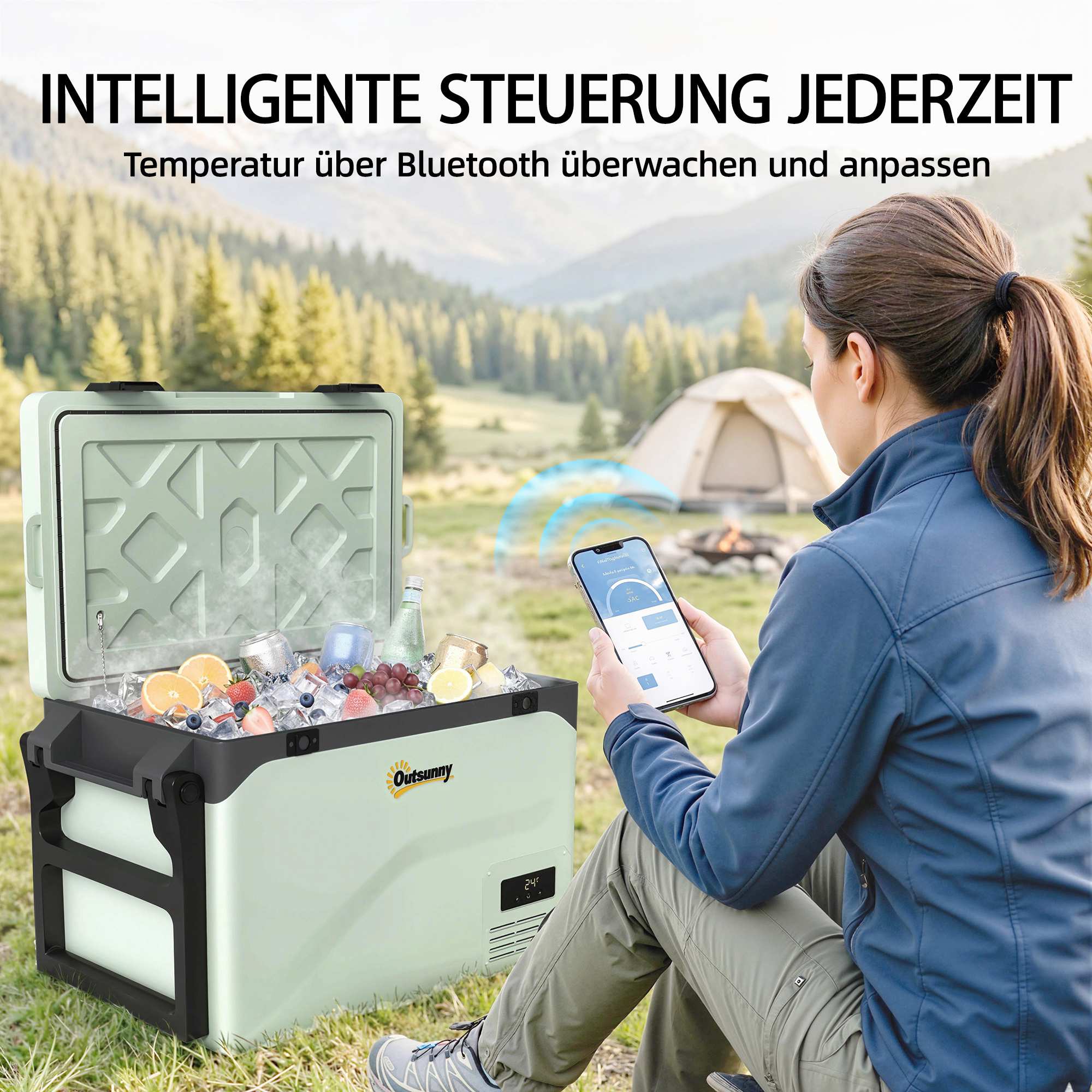 42,5L elektrisk kompressorkylbox med Bluetooth och hjul