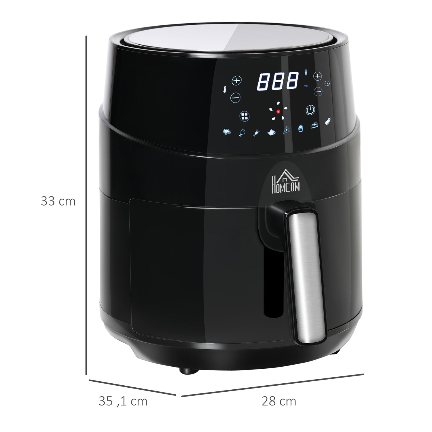 4,5L varmluftsfritös, 1500W, 8 förinställningar, non-stick korg