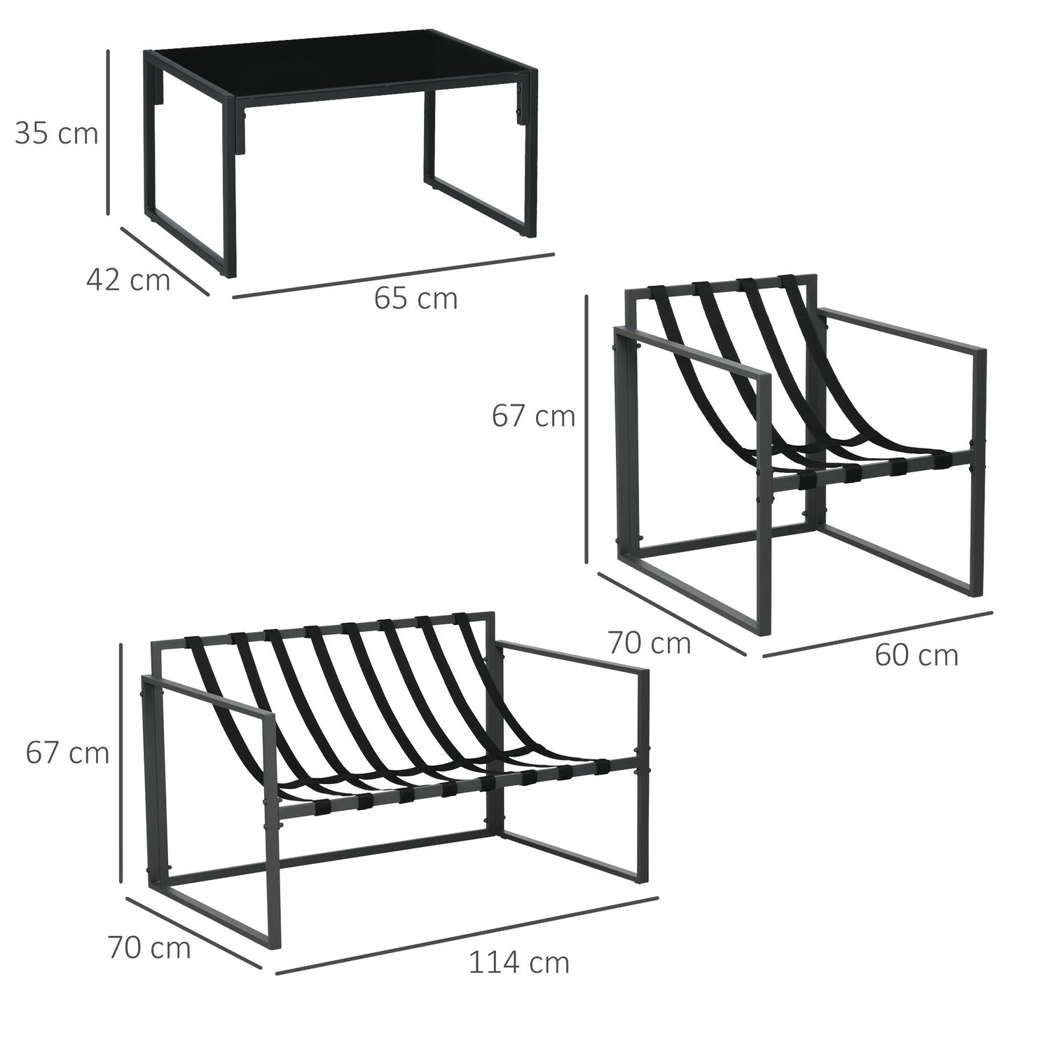 4-delat utemöbler – soffa, stolar, bord, kuddar