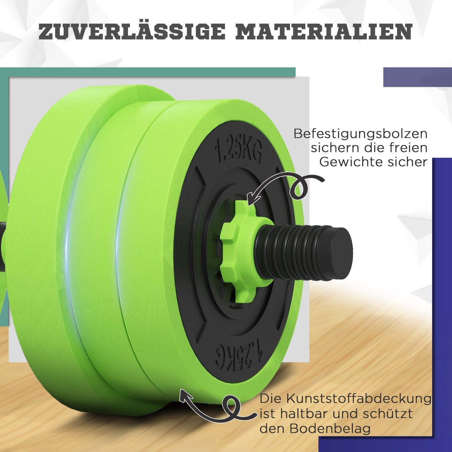 4 i 1 hantelset 20 kg justerbar hantel & skivstång Kettlebell Push-up Handtag Grön