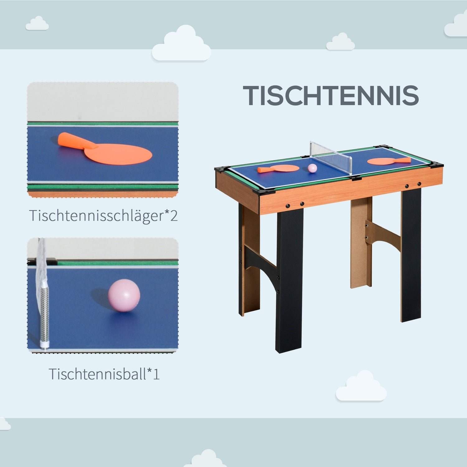 4-i-1 multispelbord: Fotboll, hockey, biljard, tennis