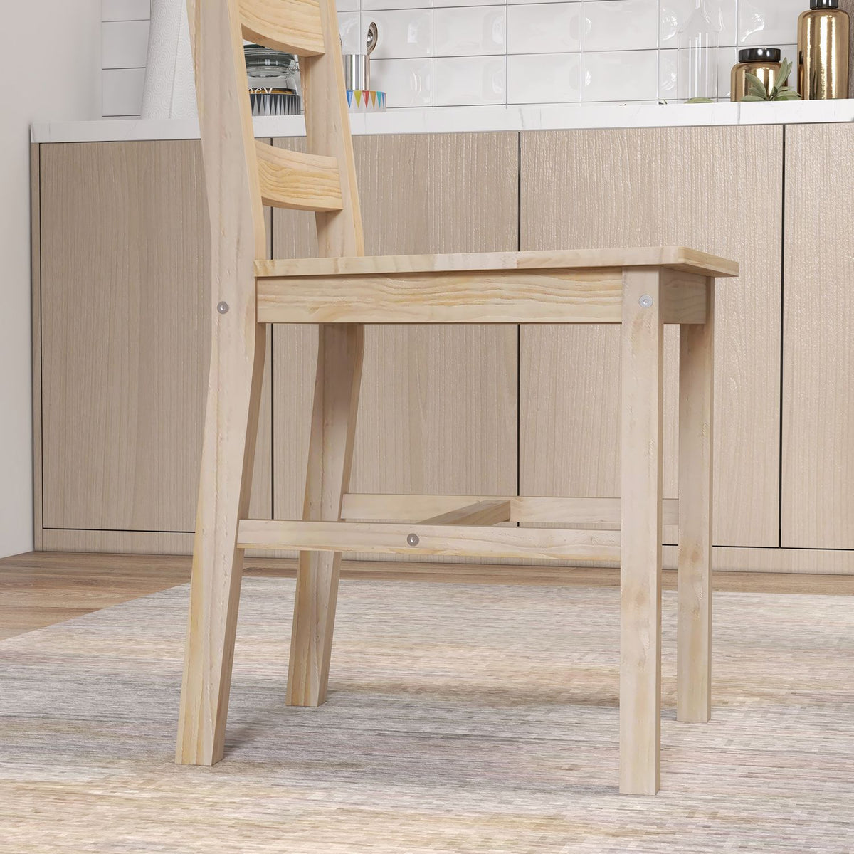 Set sala da pranzo 5 pezzi in legno massello, design salvaspazio