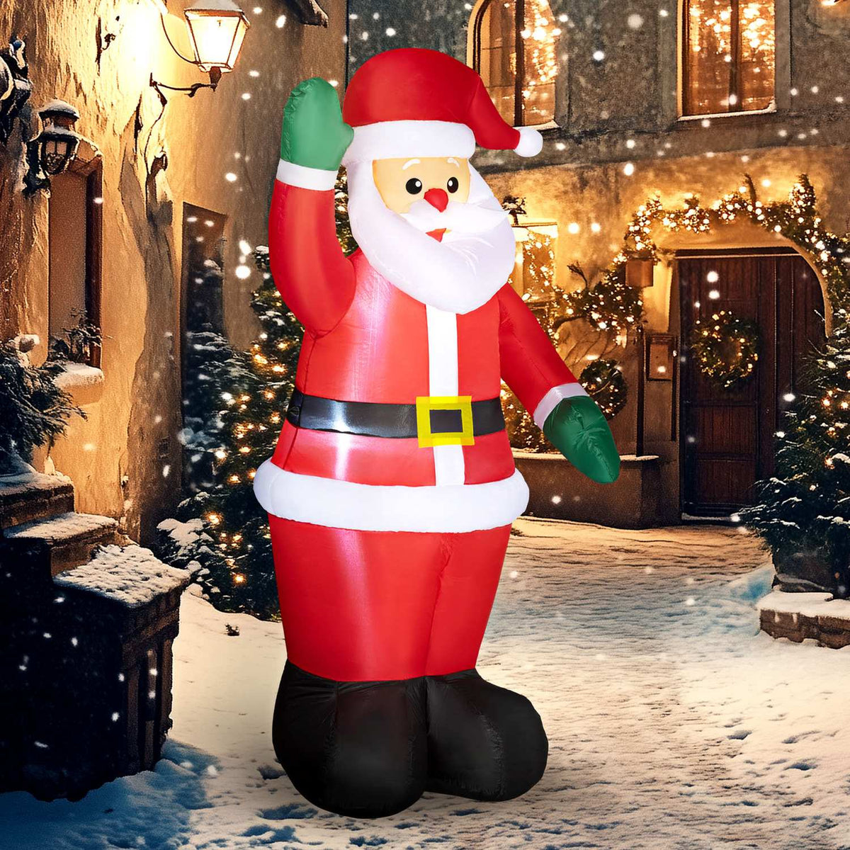 6ft uppblåsbar jultomte med LED-lampor, inomhus/utomhus