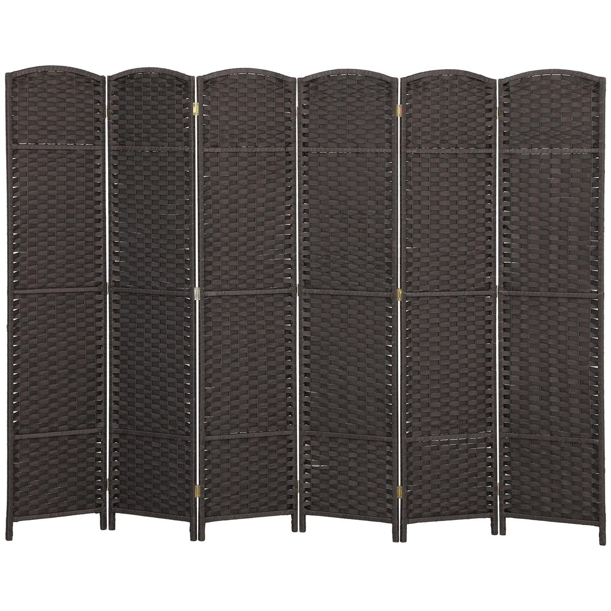 6-panels fällbar rumsavdelare, brun, polypropen