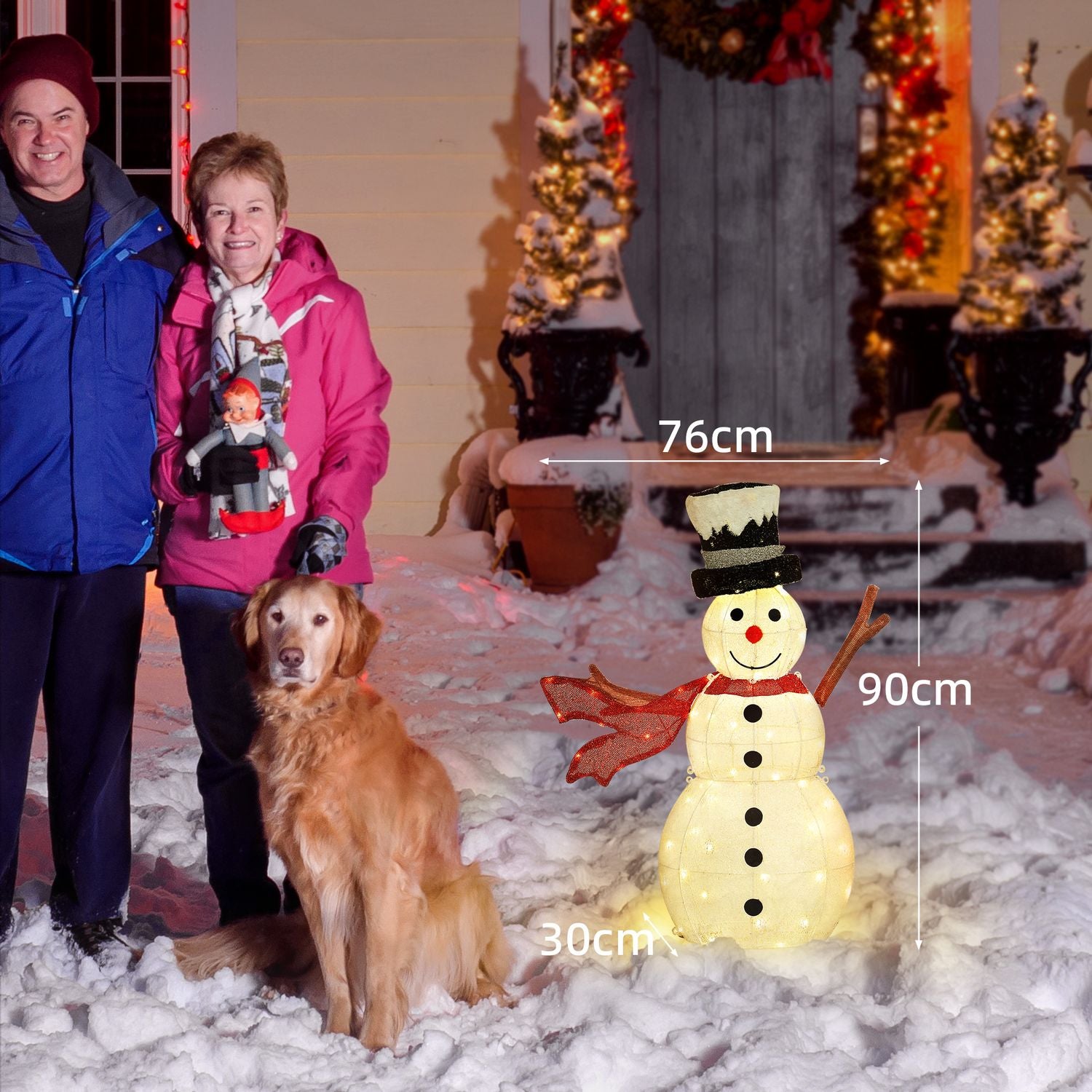78 LED snögubbe juldekoration, varmvit, inomhus/utomhus