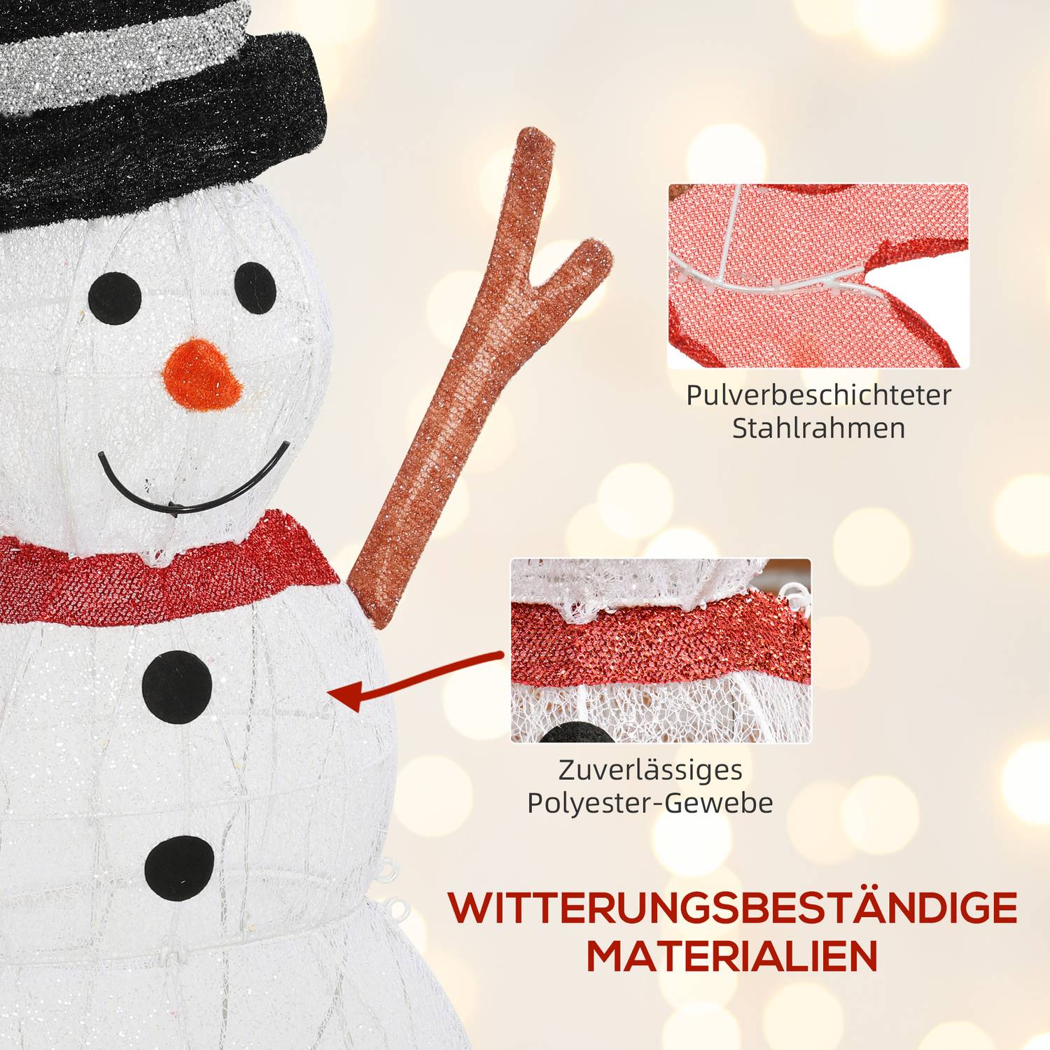 78 LED snögubbe juldekoration, varmvit, inomhus/utomhus