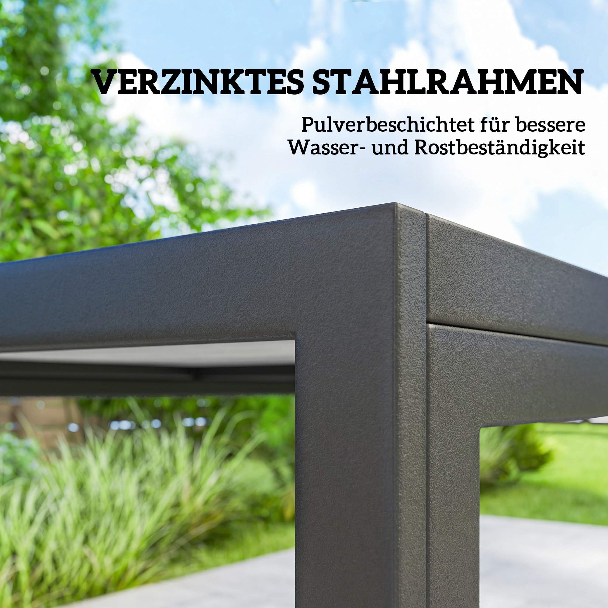 7-delat matset för utomhusbruk, rektangulärt bord och 6 stolar