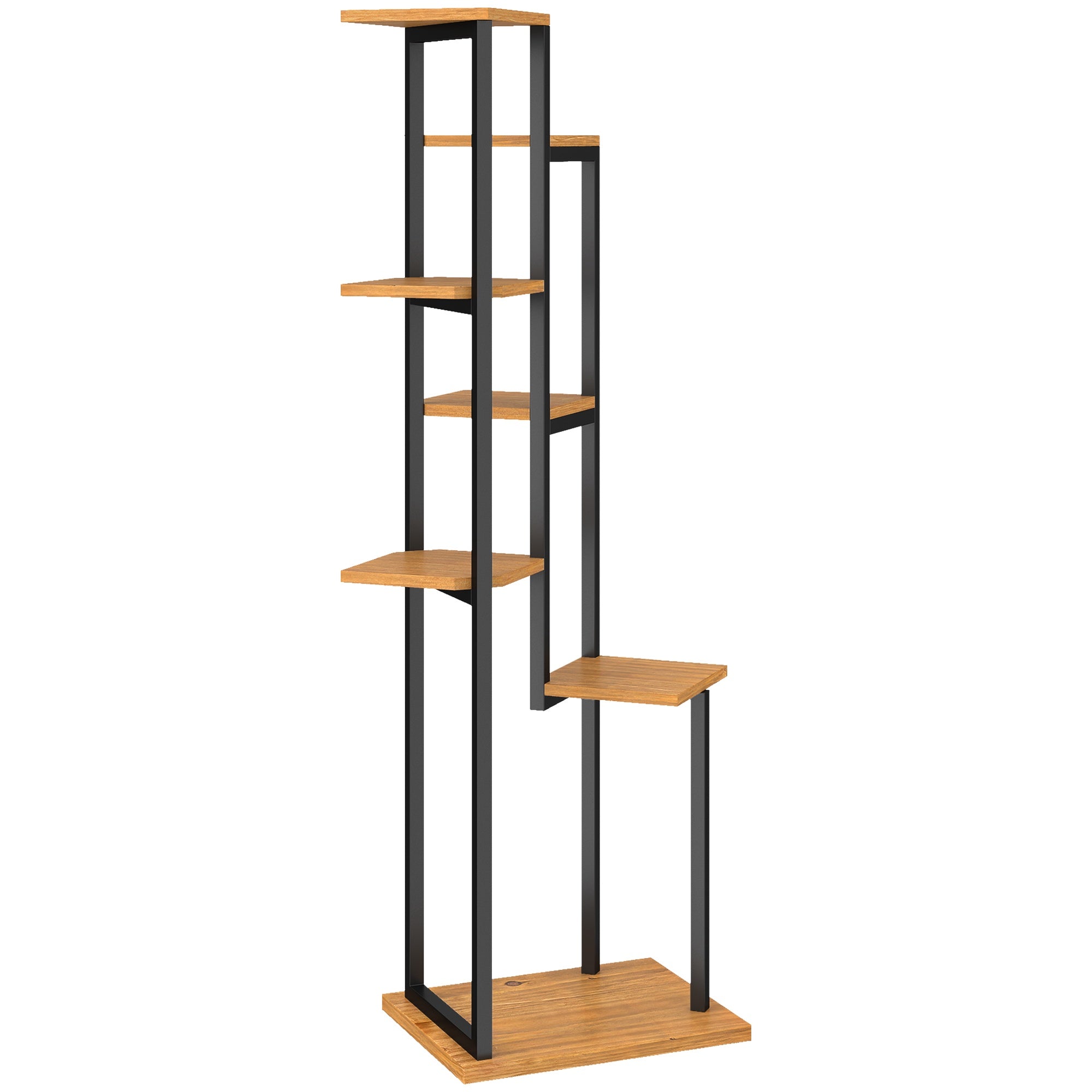 7-vånings växtställ, 130 cm högt, trä och stål
