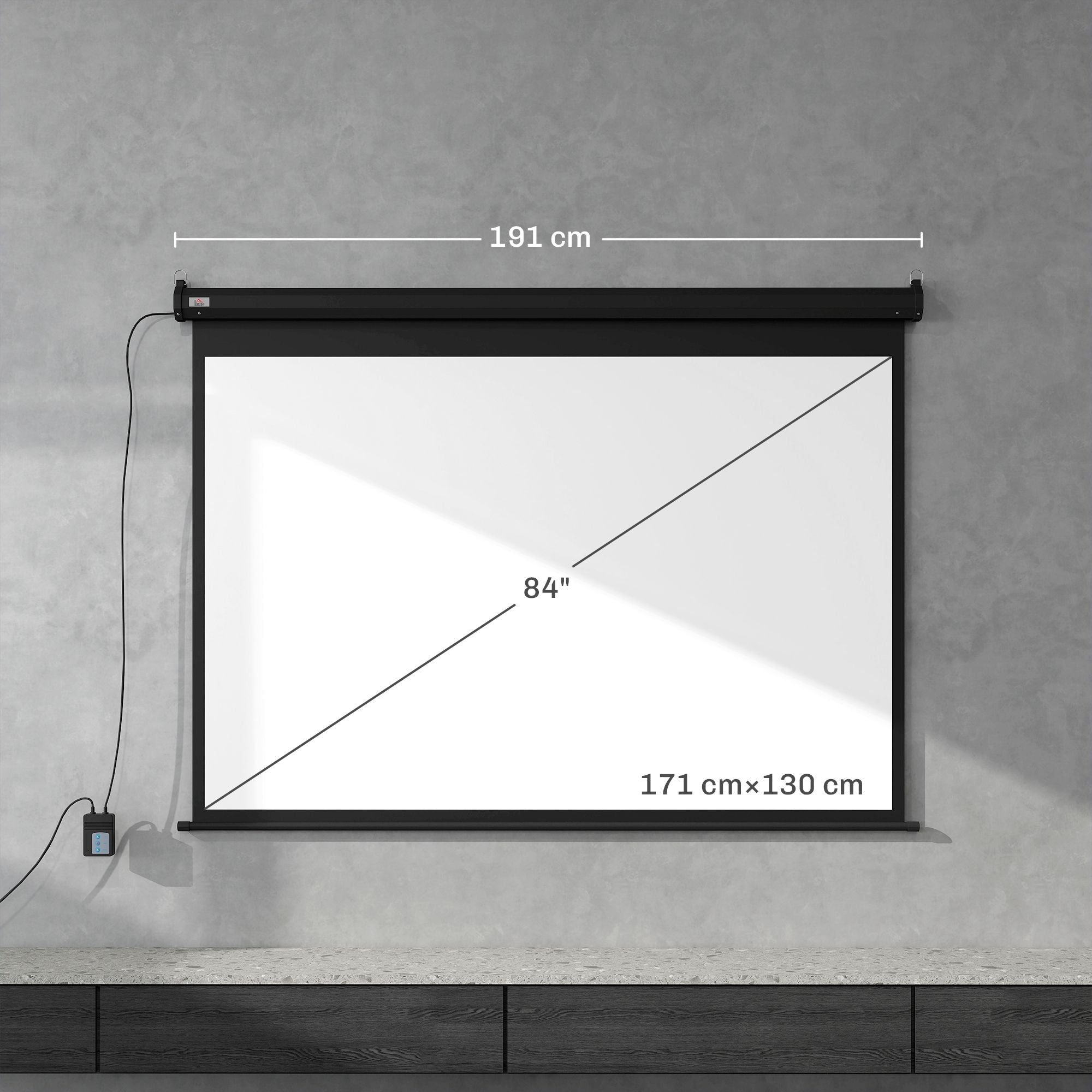 84" motoriserad projektorduk, 4:3, svart, 171x130 cm