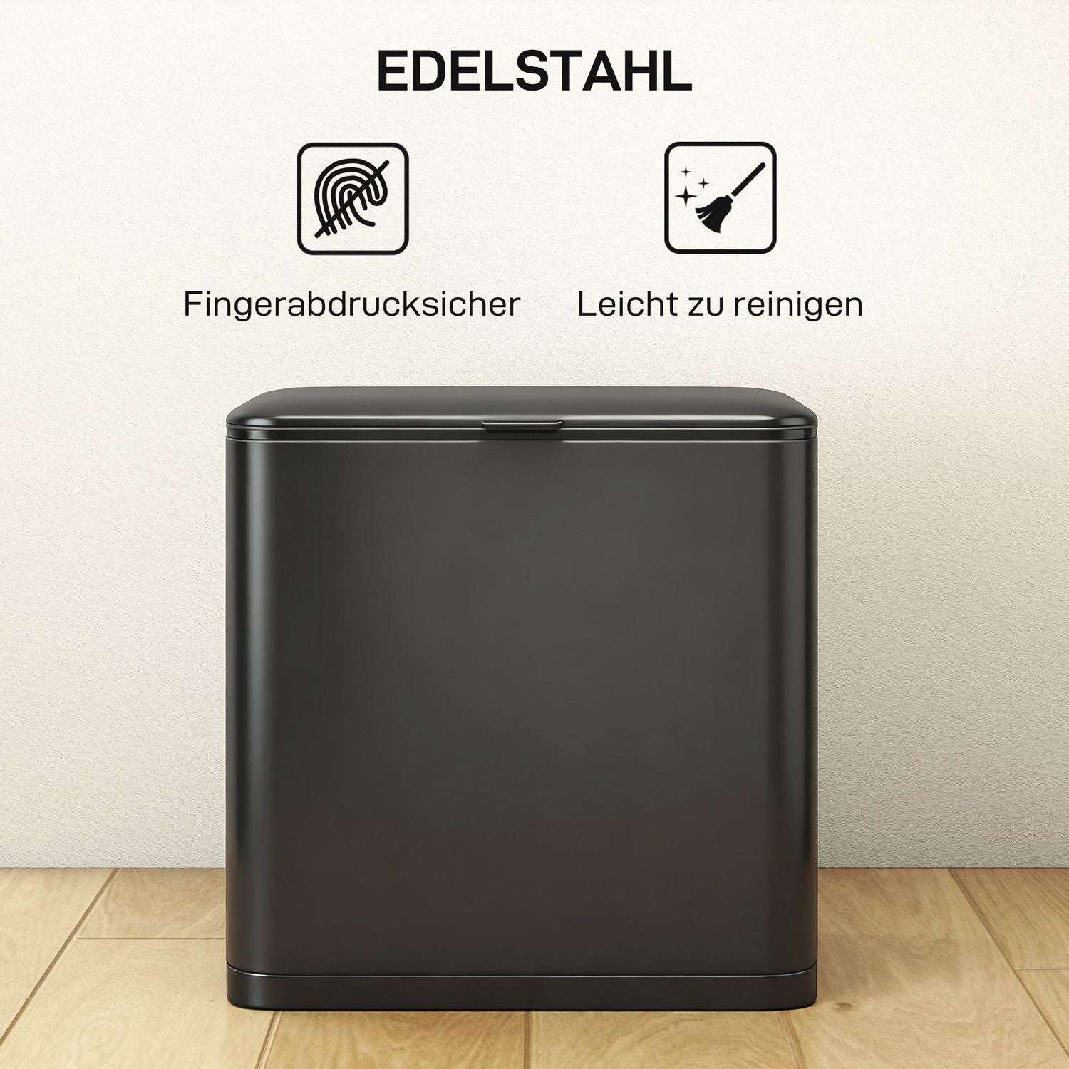 8L papperskorg i rostfritt stål, fristående eller väggmonterad