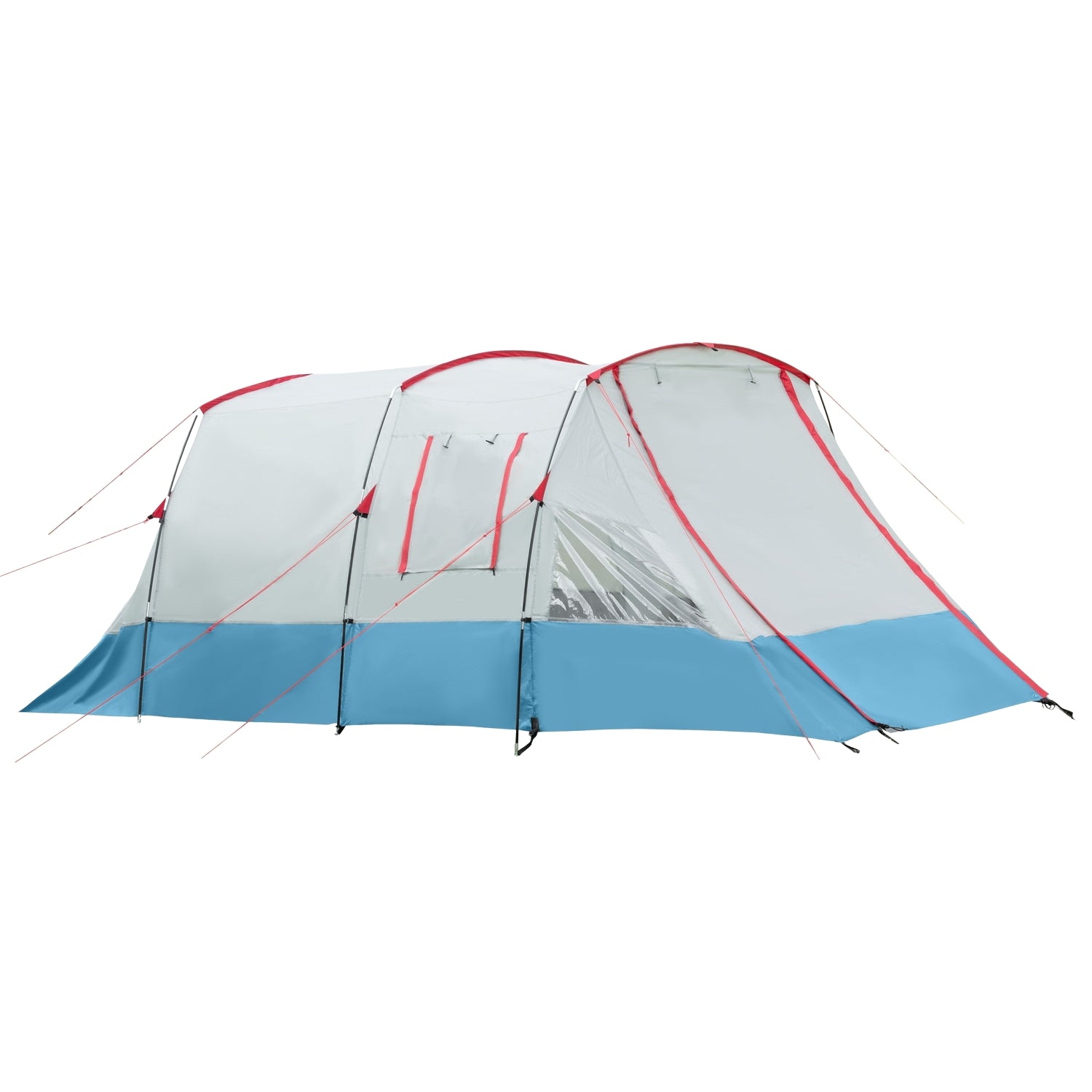 8-personers tunneltält med sovhytt, 3 dörrar, blått