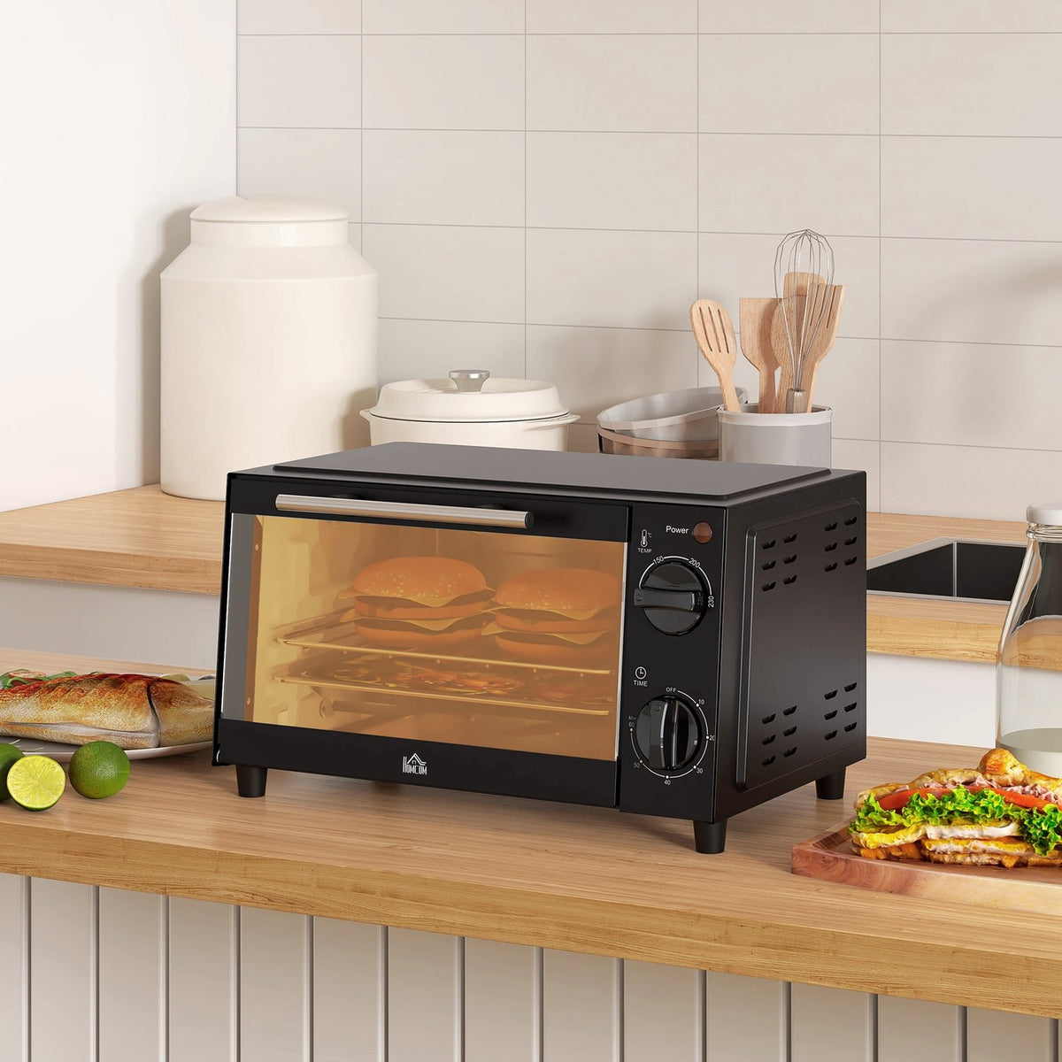 Mini-four 9L en acier inoxydable, 750W, minuterie réglable