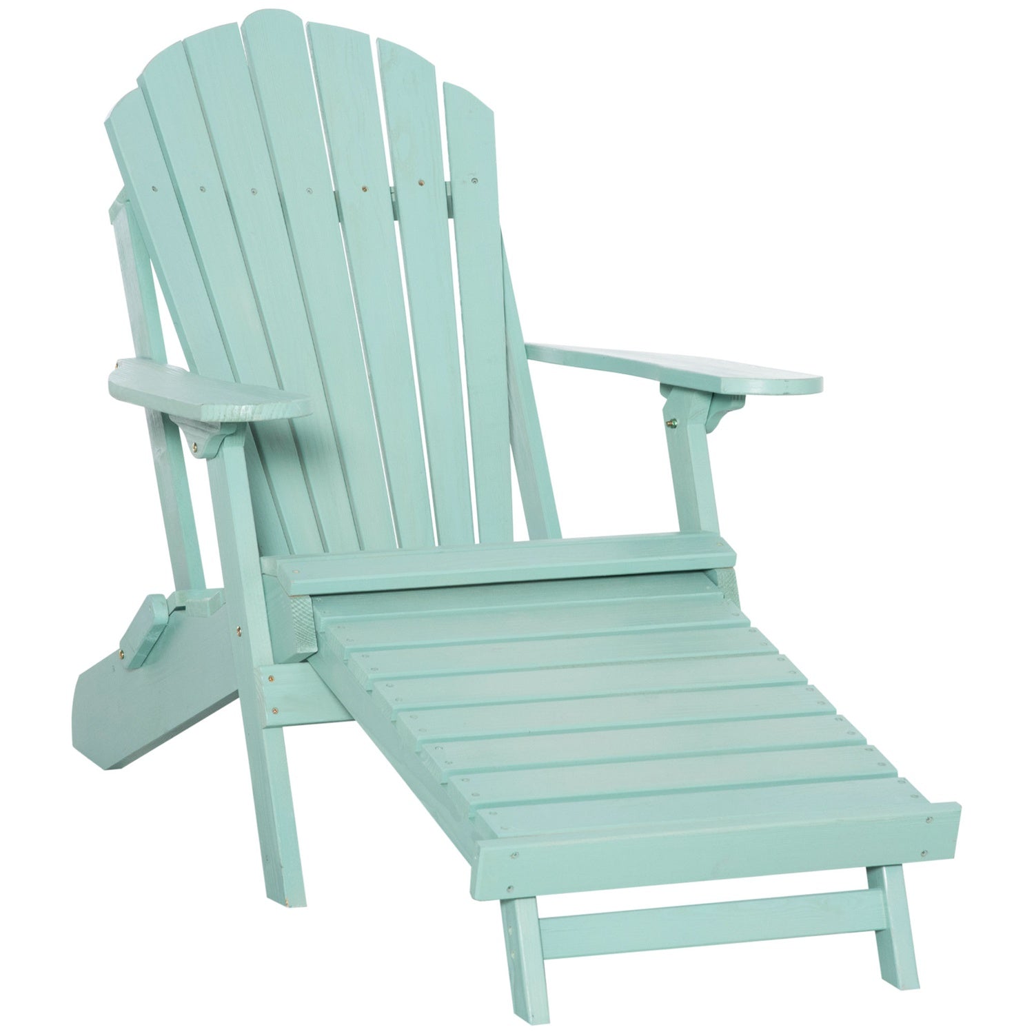 Adirondack Pine Wood Trädgårdsstol med fotstöd, grön