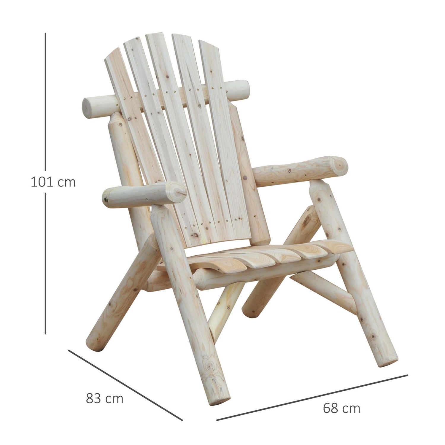 Adirondack Trädgårdsstol i trä – Armstöd med hög rygg, granträ