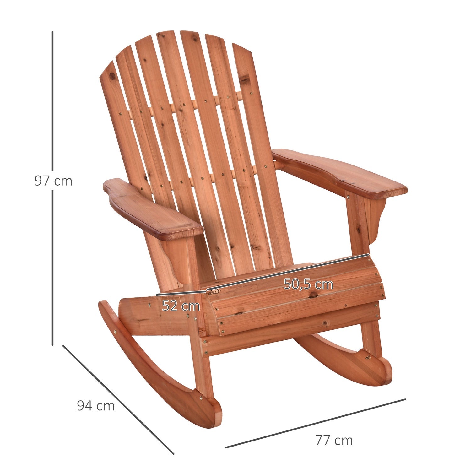 Adirondack gungstol för balkong, naturlig finish, 77x94x97cm