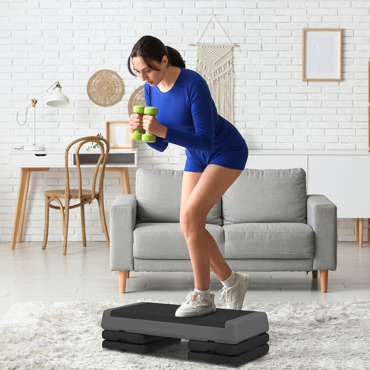 Step aerobico, altezza regolabile, antiscivolo, grigio