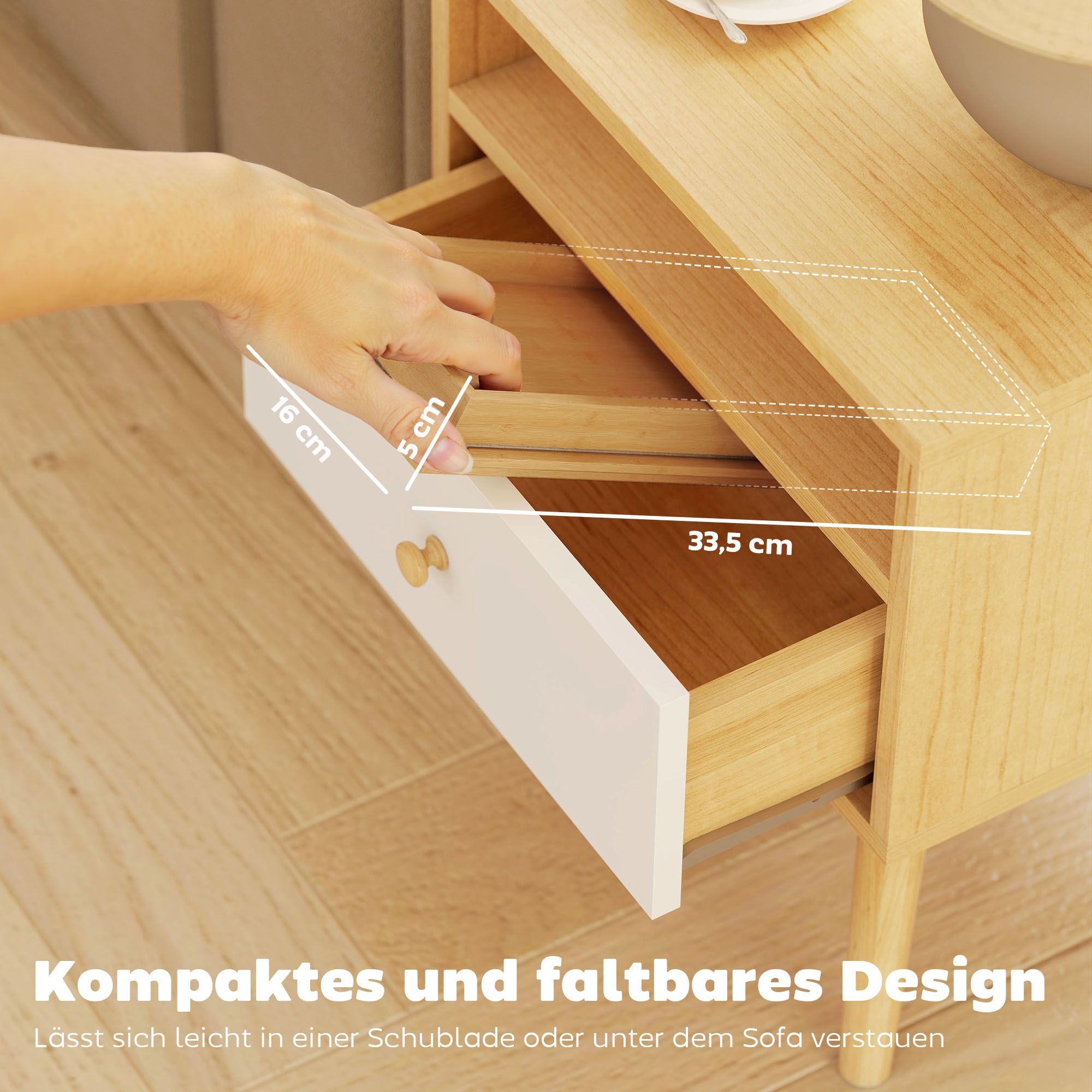 Armstöd i bambu för soffa för drycker, snacks, fjärrkontroll