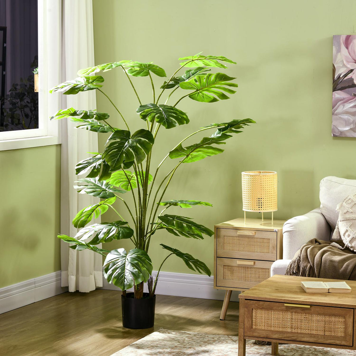 Monstera Deliciosa artificiel, 180 cm, décoration végétale d'intérieur