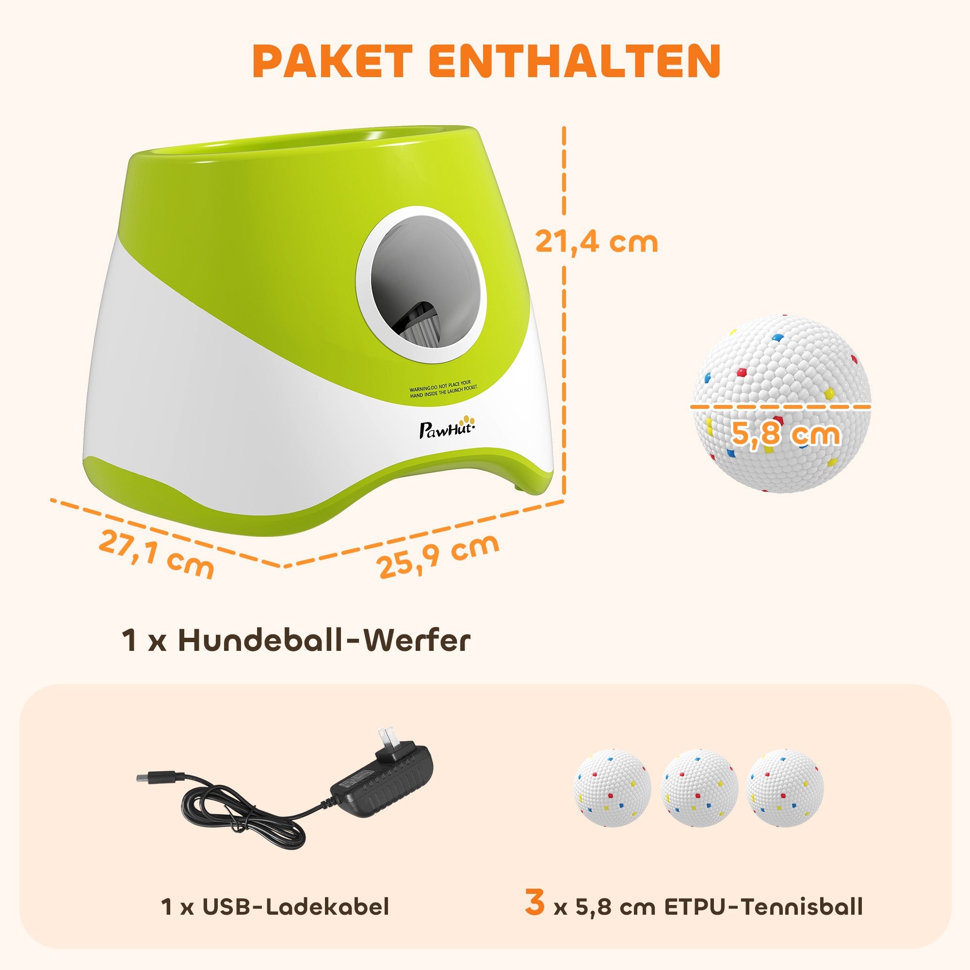 Automatisk bollkastare för hundar – 3 avstånd, 3 bollar, grön