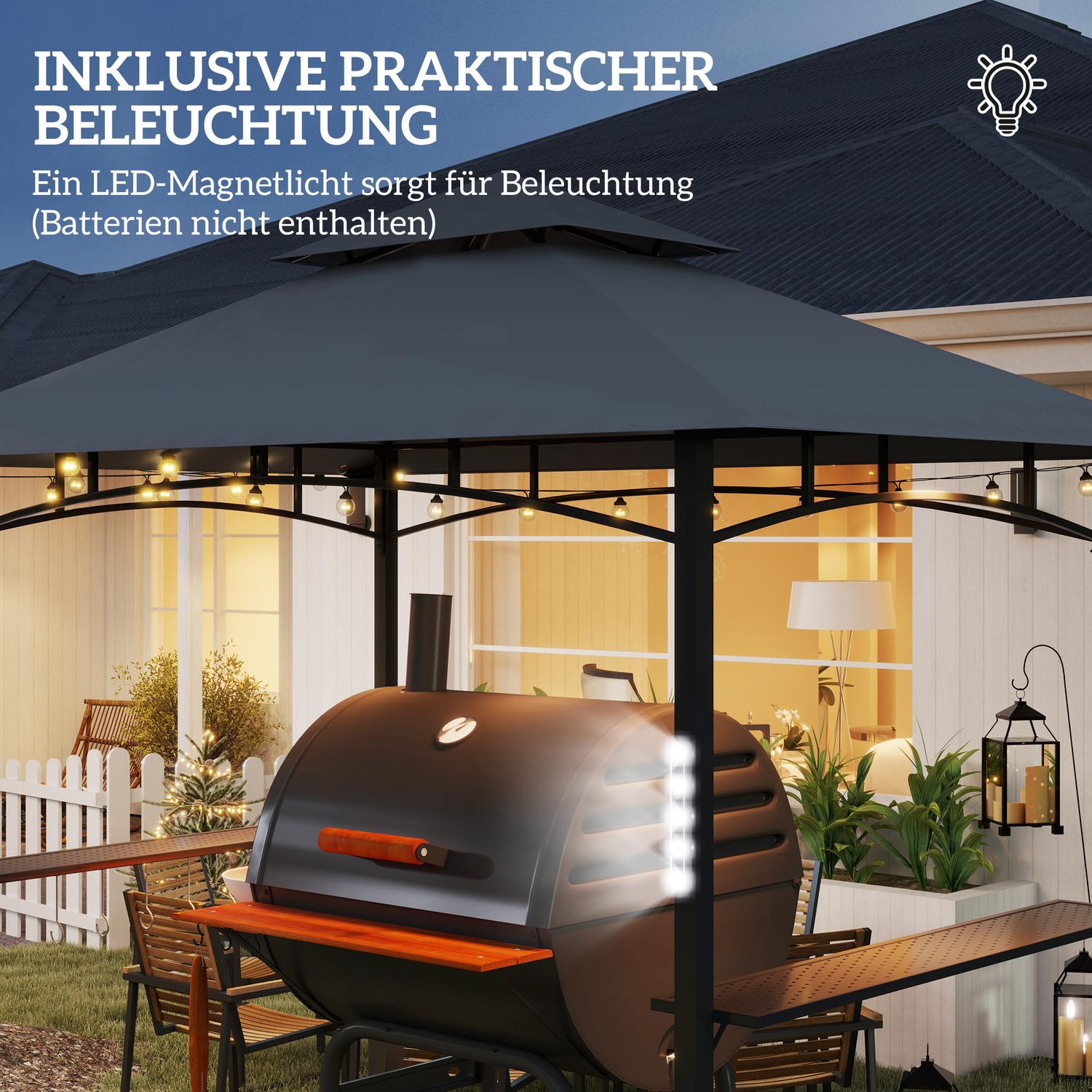 BBQ Pavilion, vattentät och flamskyddad, 243x148x248 cm