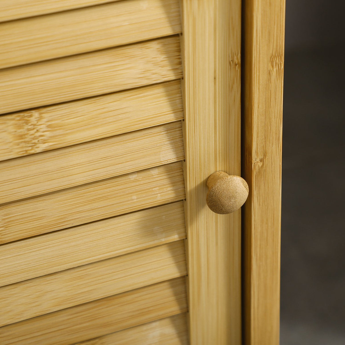 Mobile da bagno in bambù, scaffale aperto, design antiribaltamento