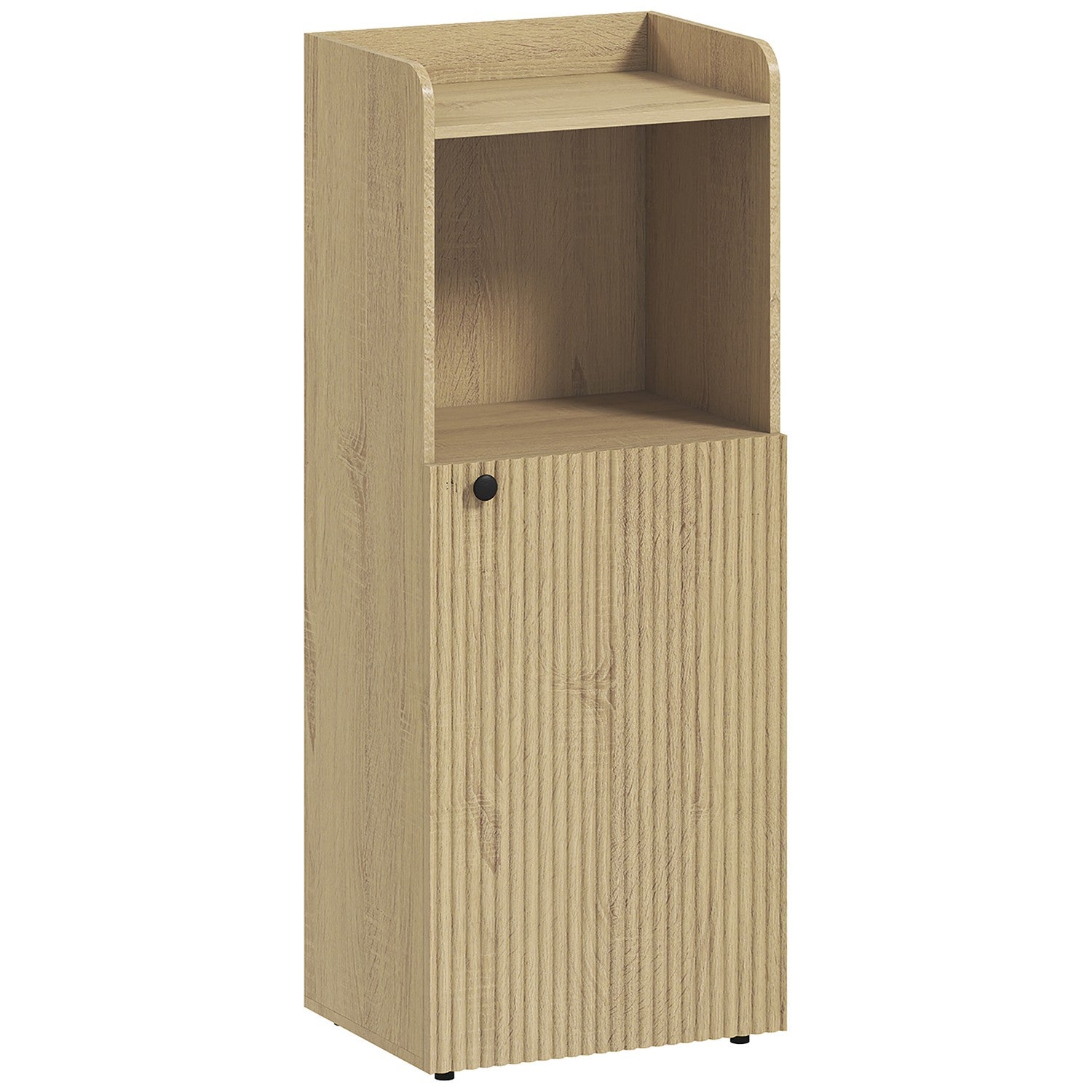 Badrumsskåp med justerbar hylla, gul ek, 40x31x104 cm