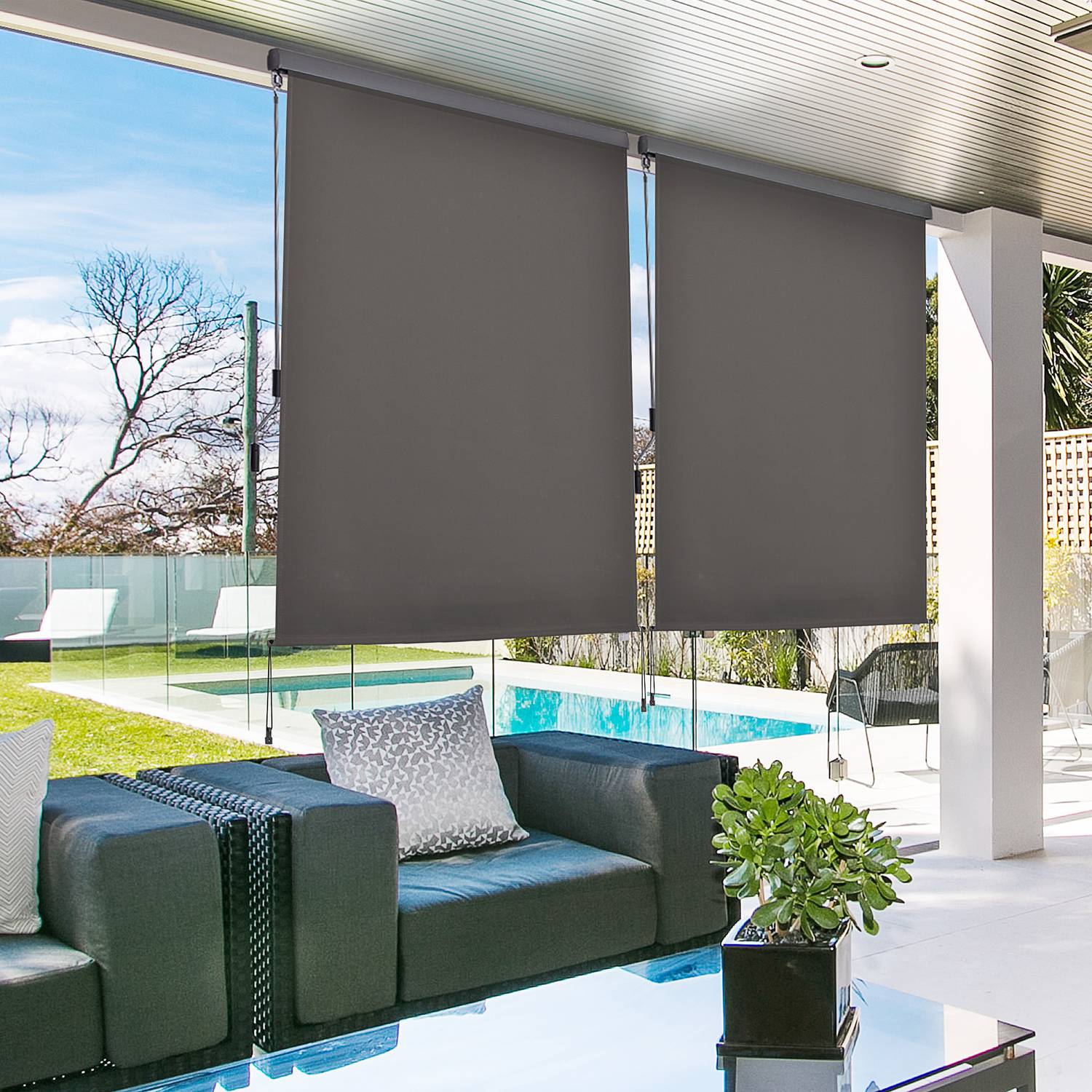 Balkong Markis Wind & Privacy Screen, Grå, 160x250cm